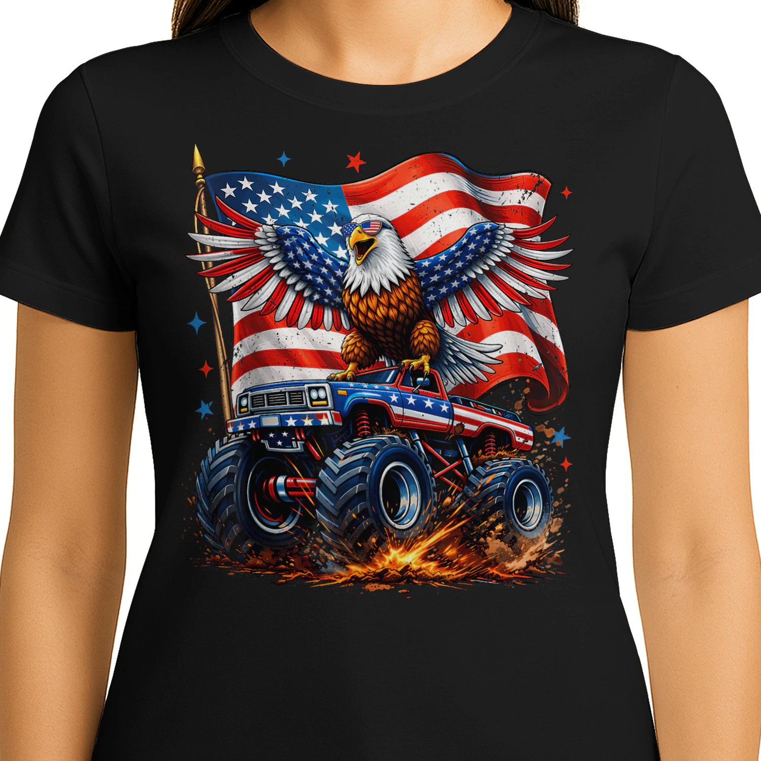 Monster Truck Eagle USA American Flag 4th of July Men Boys