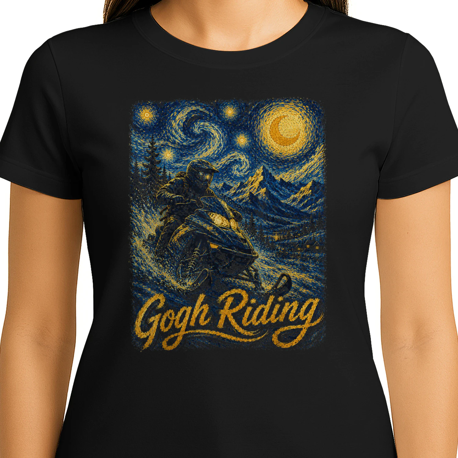 Snowmobile Gogh Riding Van Gogh Winter Art