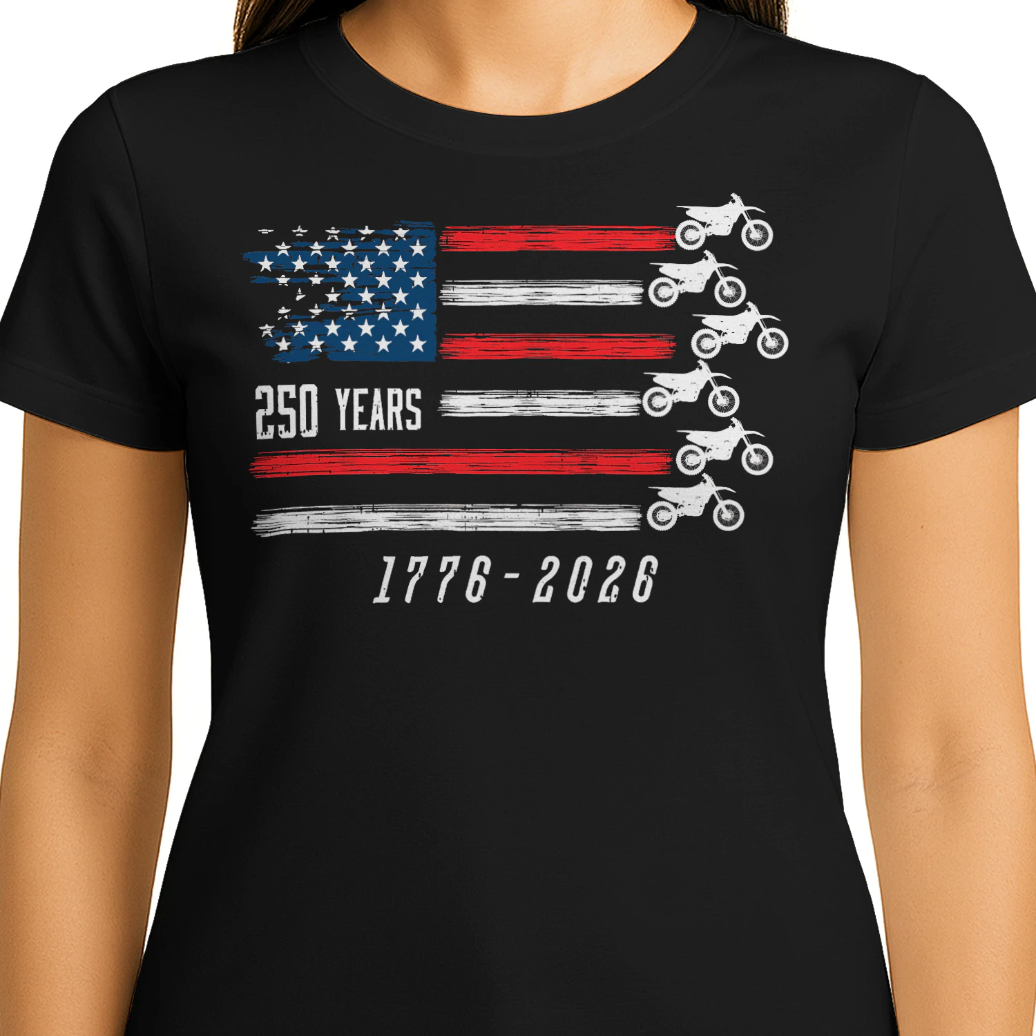 Dirt Bike Motocross America 250 Years Flag US