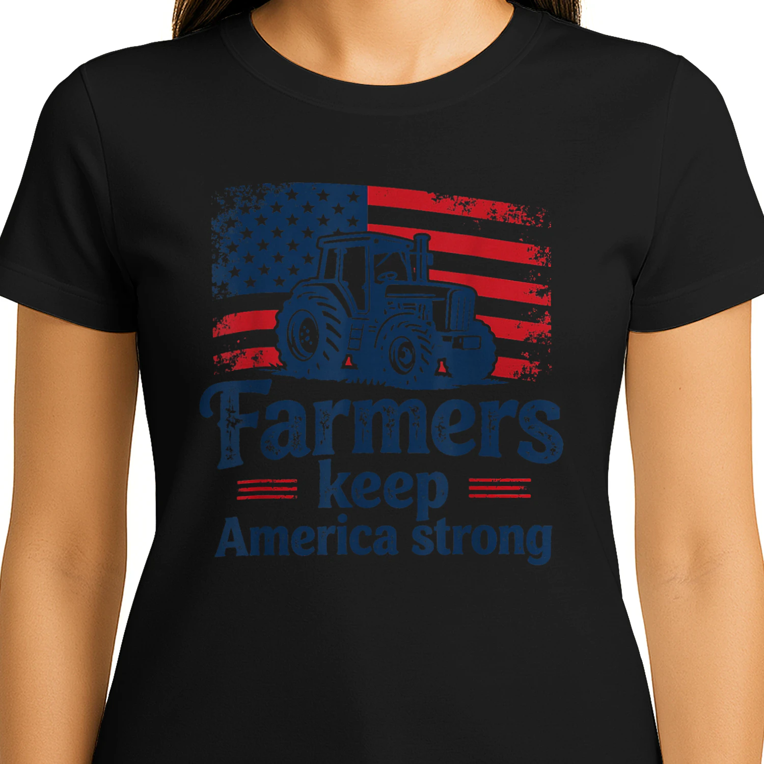 Patriotic American Farmer Tractor Farm Life USA Flag Farmer