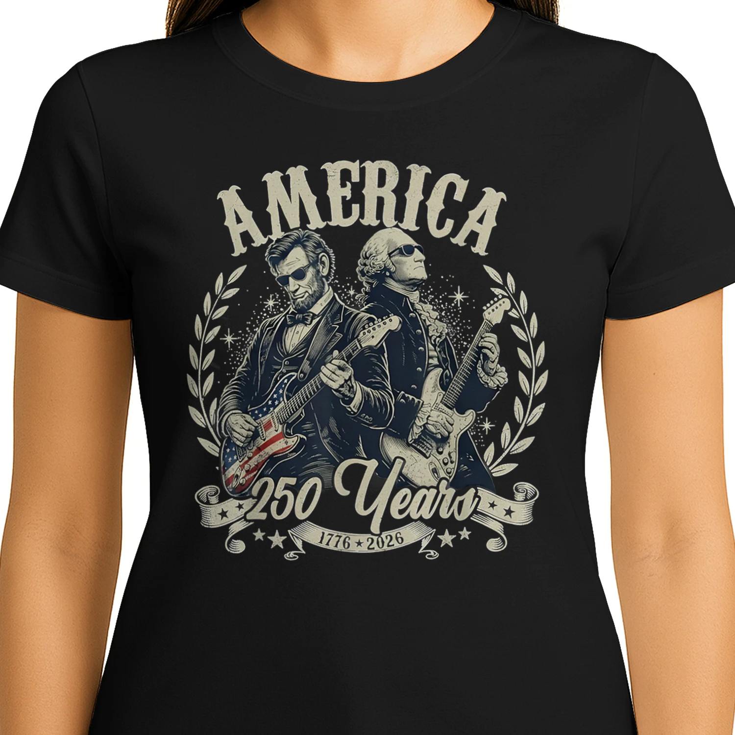 USA George Washington Abe Lincoln Playing Guitar 250th