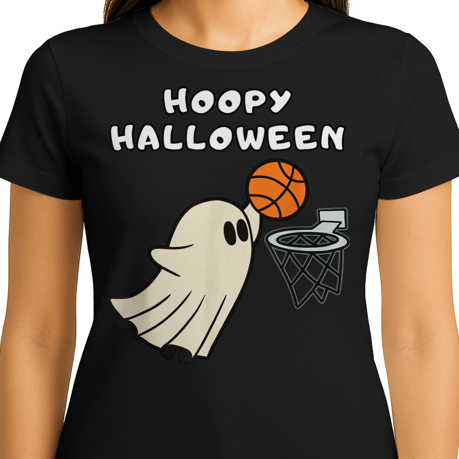 Hoopy Halloween Basketball Ghost Slam Dunk