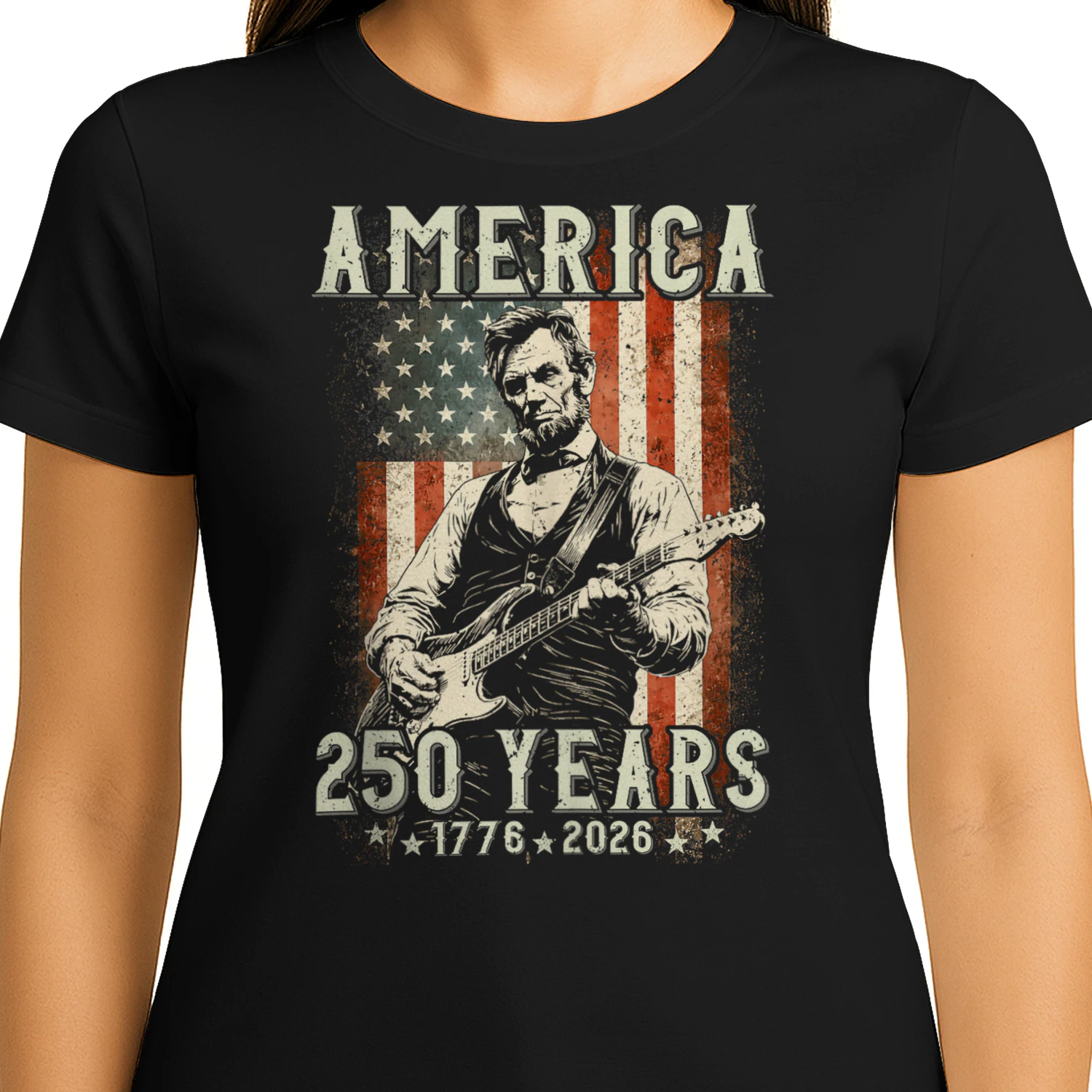 Vintage Abraham Lincoln Abe Lincoln Playing Guitar 250 Years Tank