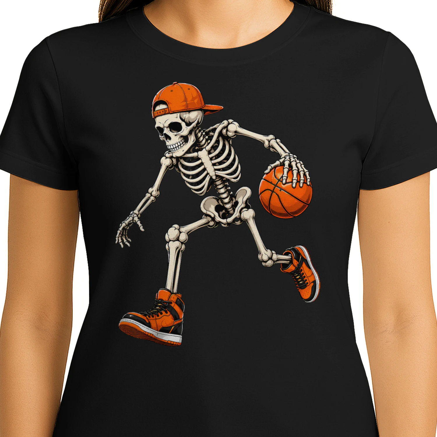 Funny Skeleton Playing Basketball Halloween Men