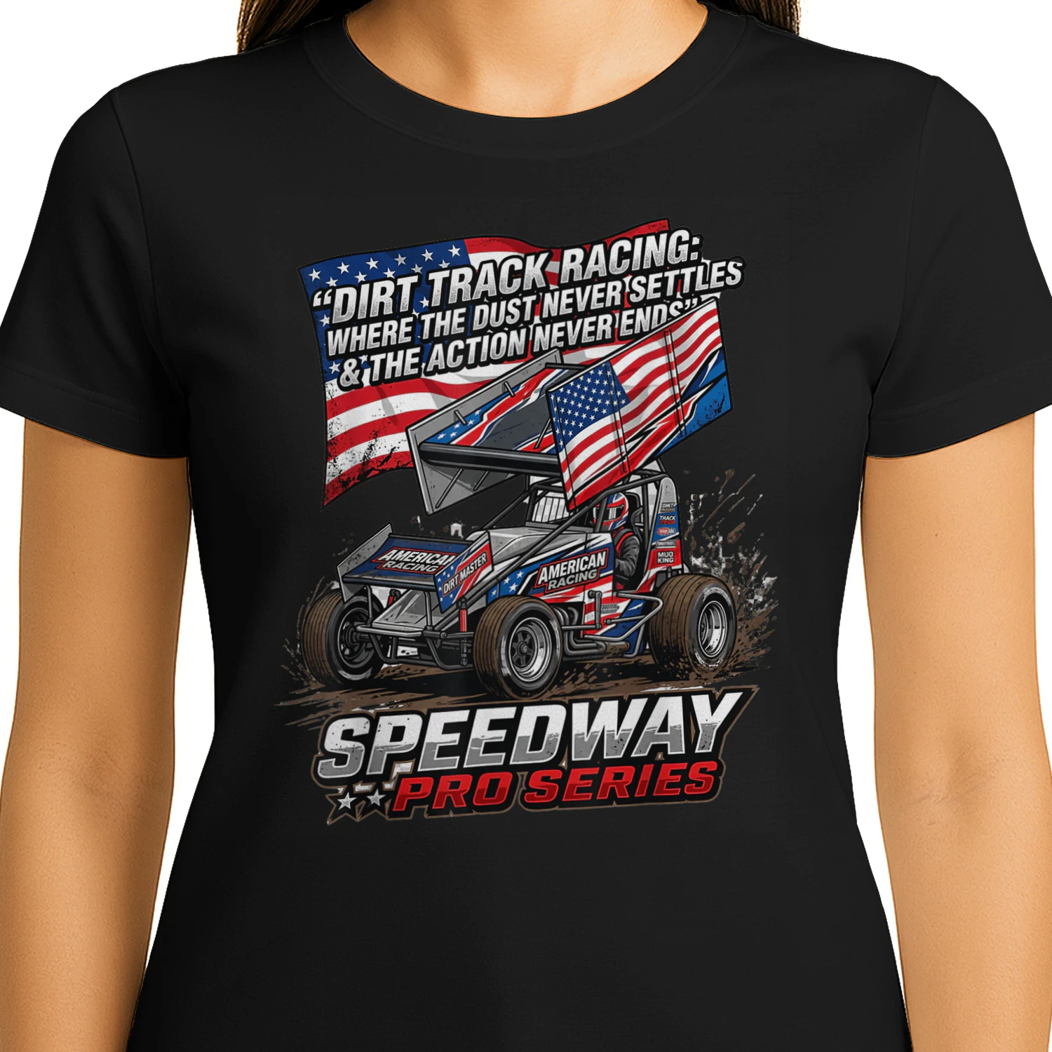 Sprint Car Dirt Track Racing Quote American Flag