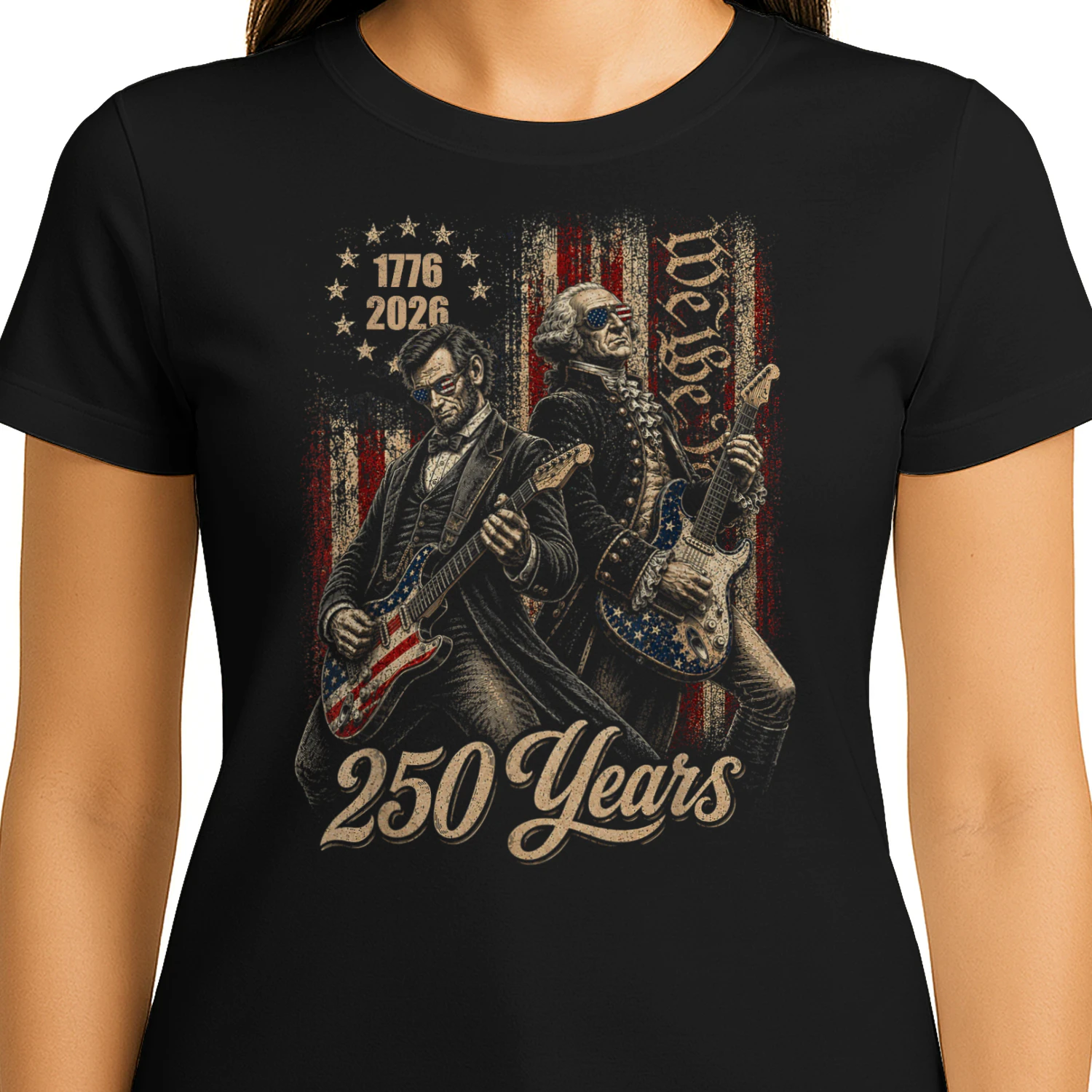 Abe George Washington Playing Guitar 250 Years America