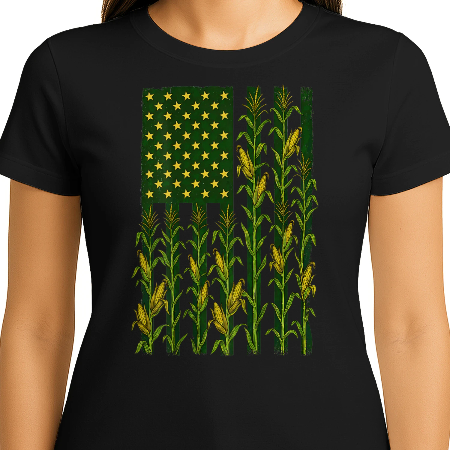 Back Vintage Corn American Flag Patriotic Farmer