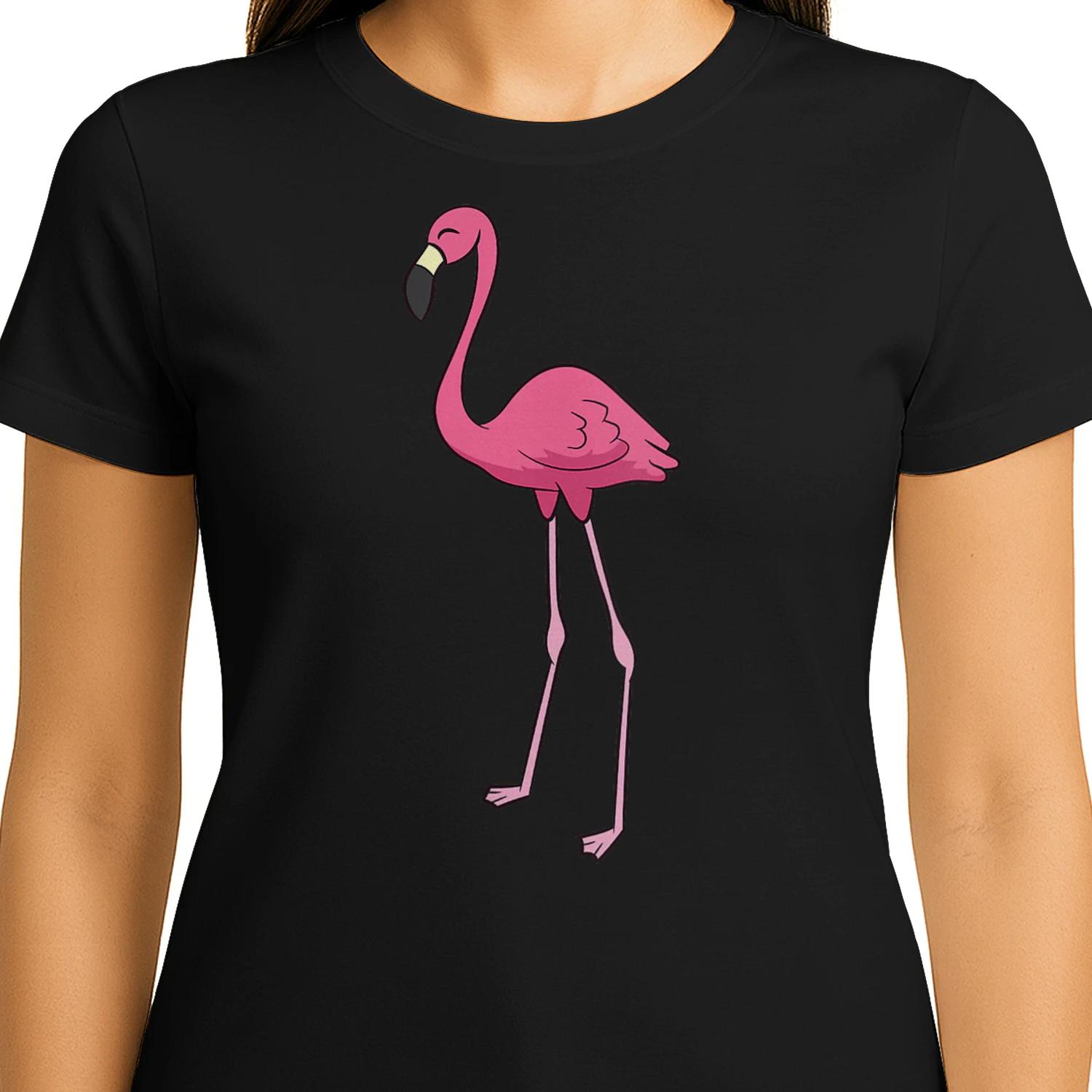 Womens Cute Flamingo Bird Pink Flamingo V-Neck