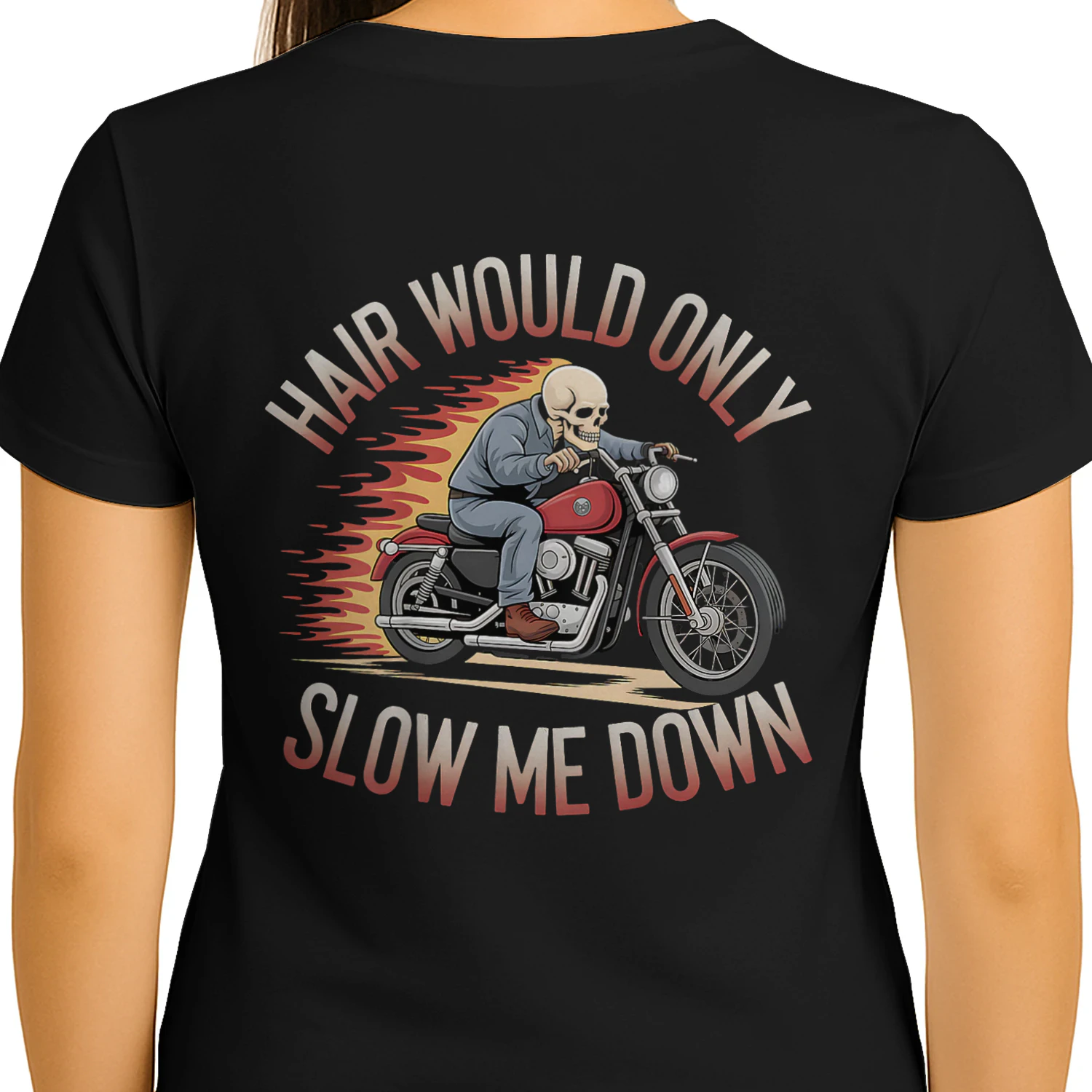 Funny Graphic Motorcycle Rider Bald Biker Skull