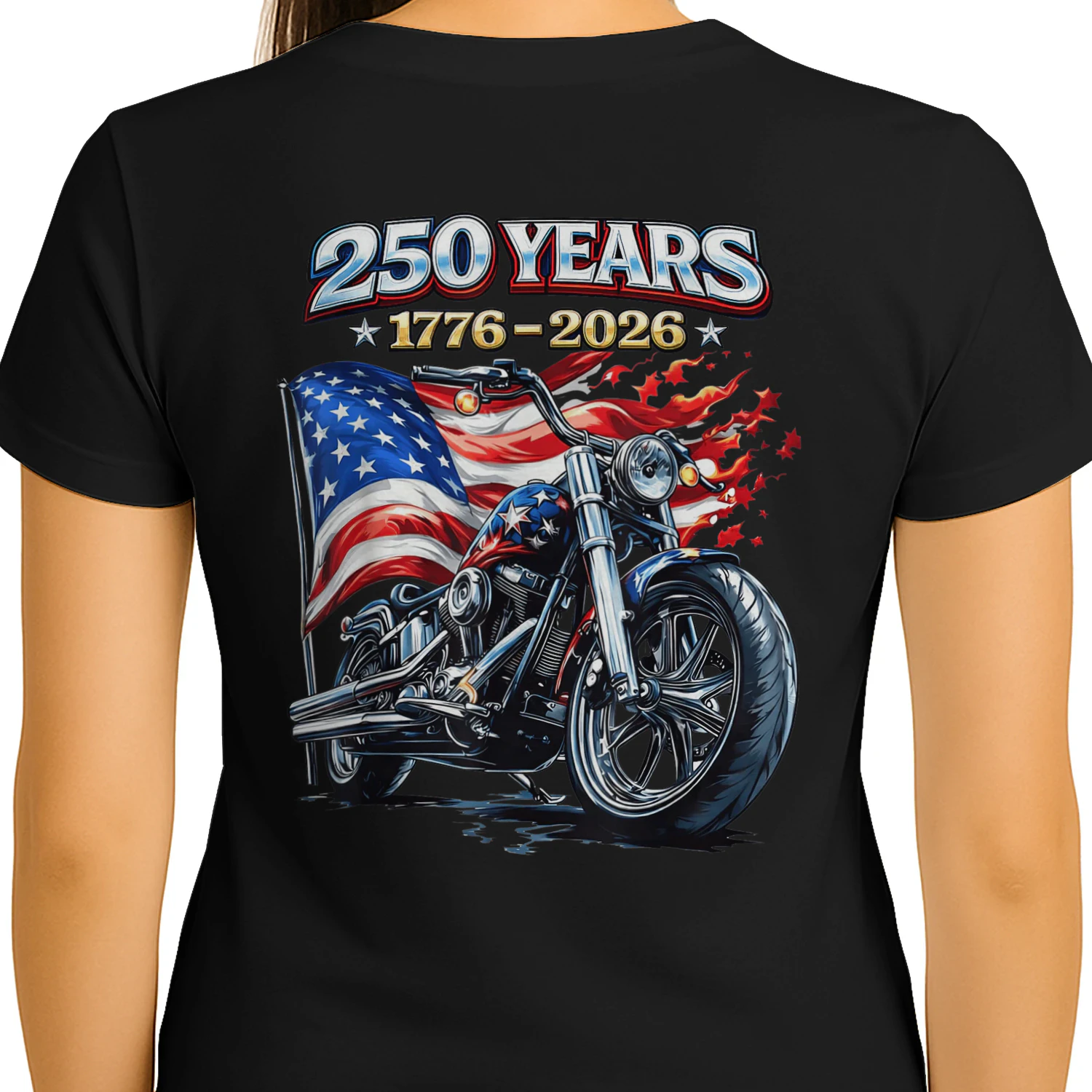 US Flag Motorcycle Biker 250 Years American Anniversary