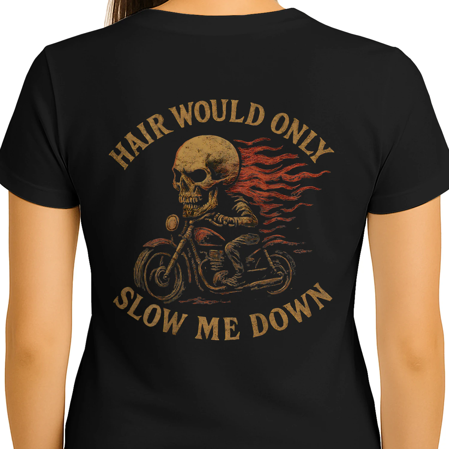 Bald Biker Skull Motorcycle Rider Funny Graphic