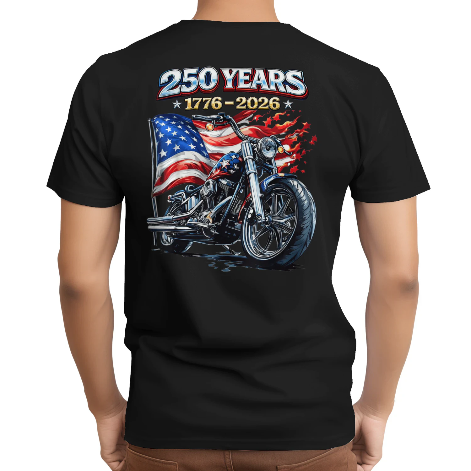 US Flag Motorcycle Biker 250 Years American Anniversary
