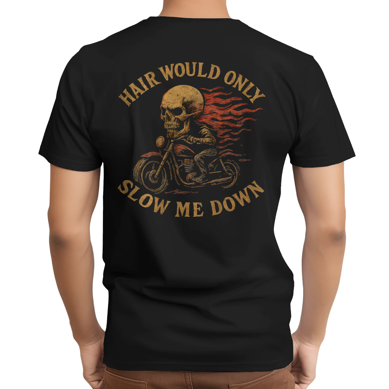 Bald Biker Skull Motorcycle Rider Funny Graphic