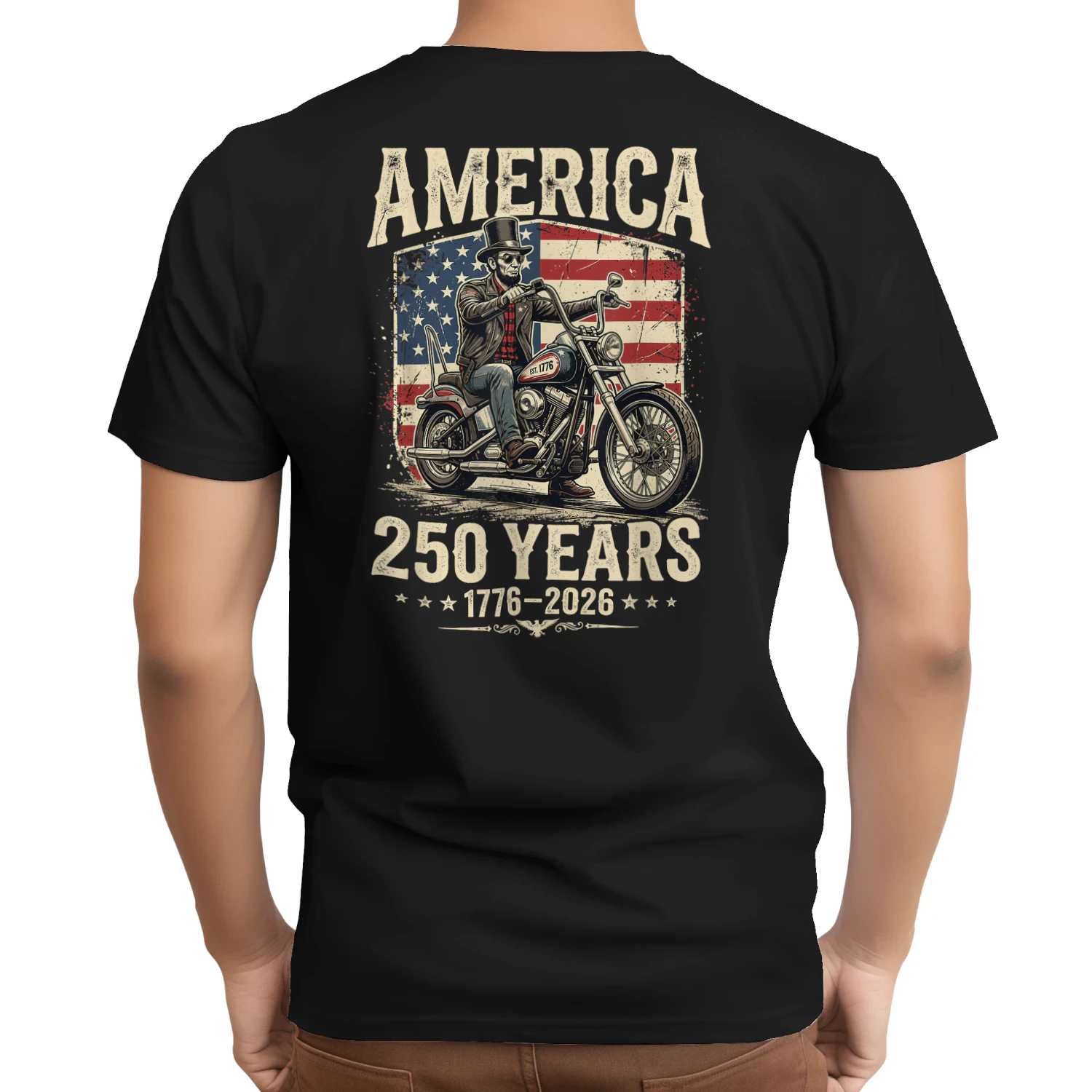 America 250 Years Freedom Abraham Lincoln Riding Motorcycle