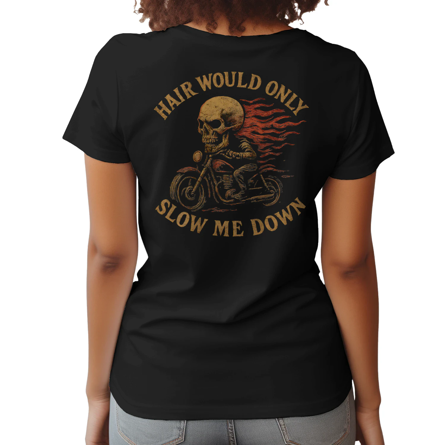 Bald Biker Skull Motorcycle Rider Funny Graphic