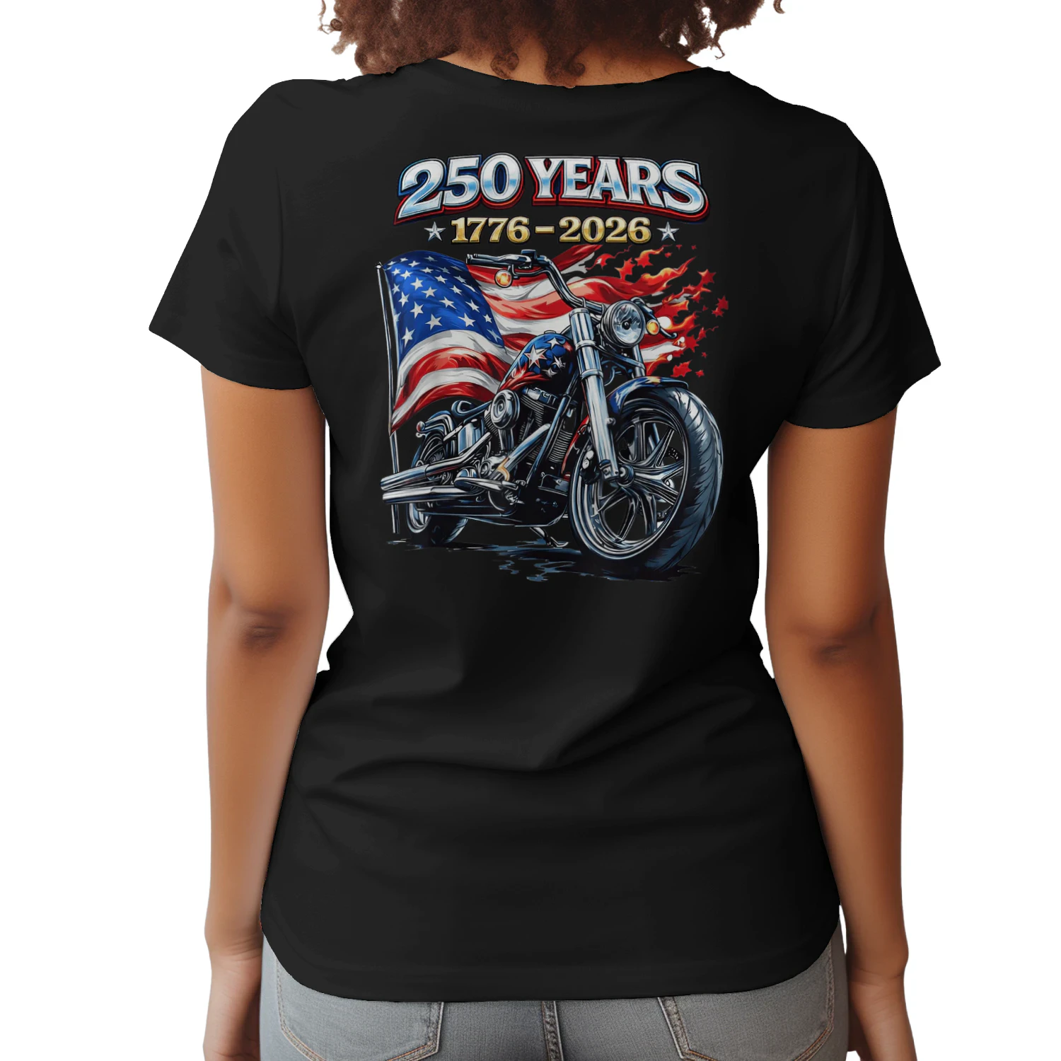 US Flag Motorcycle Biker 250 Years American Anniversary