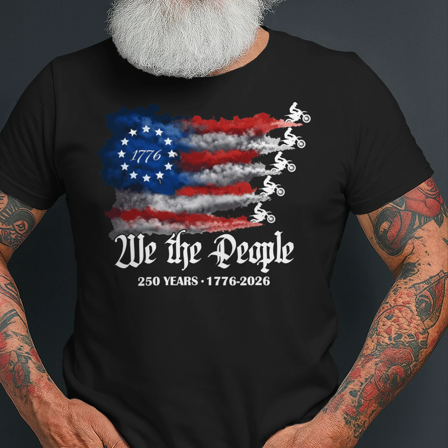 Dirt Bike Motocorss WE The People 250 Years US Flag