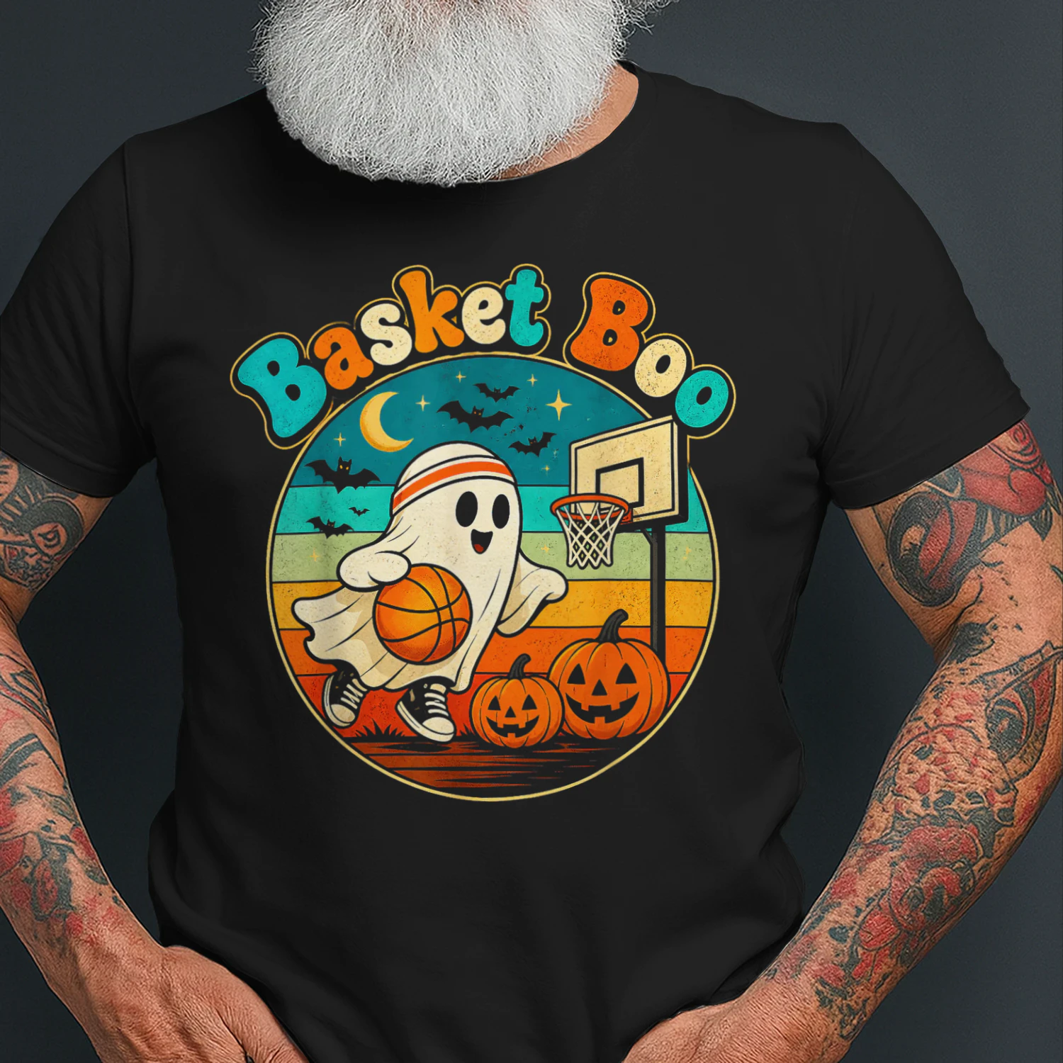 Basketball Boo Halloween Spooky Basketball Retro