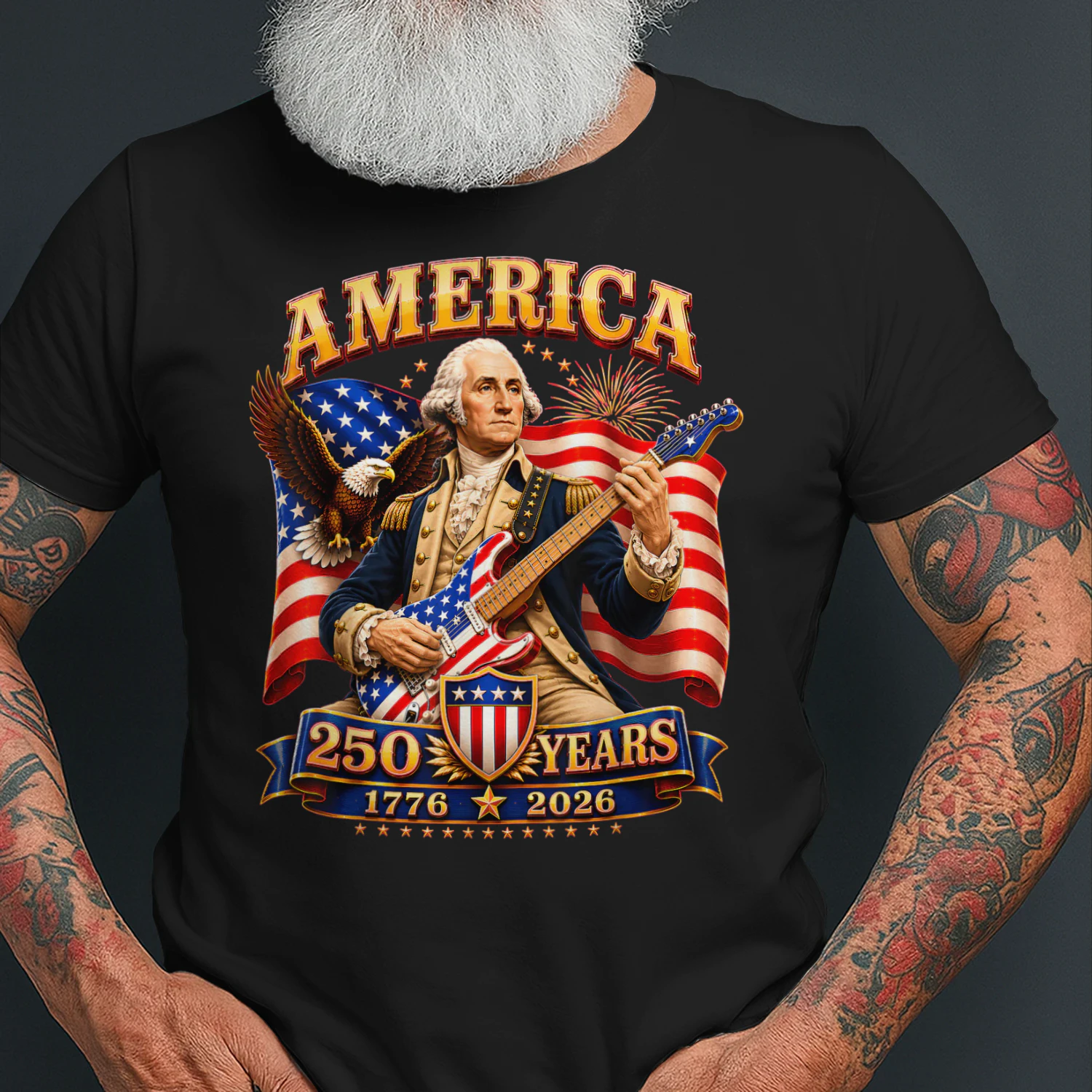 Vintage George Washington Playing Guitar 250 Years America