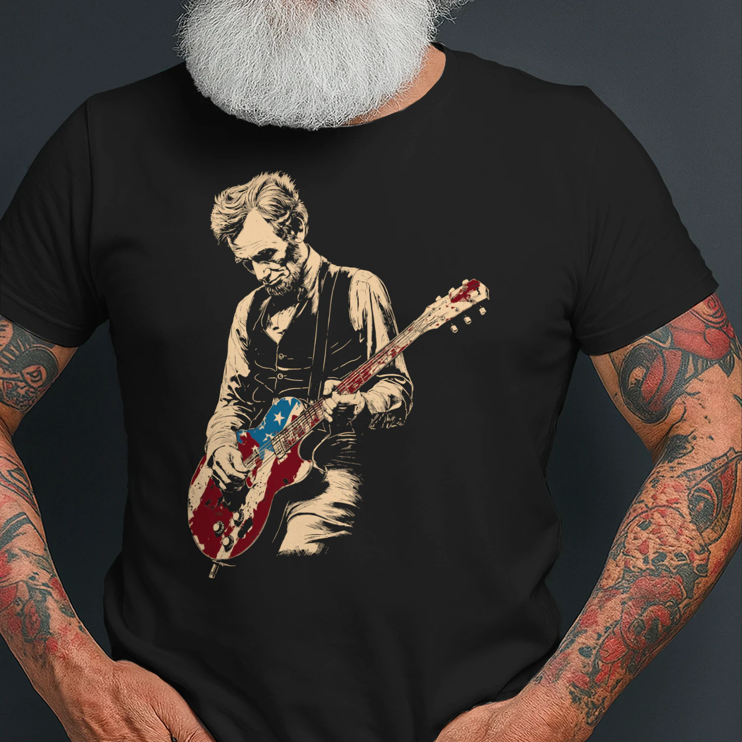 Funny Abe Lincoln Guitar Shirt Abraham Lincoln Vintage