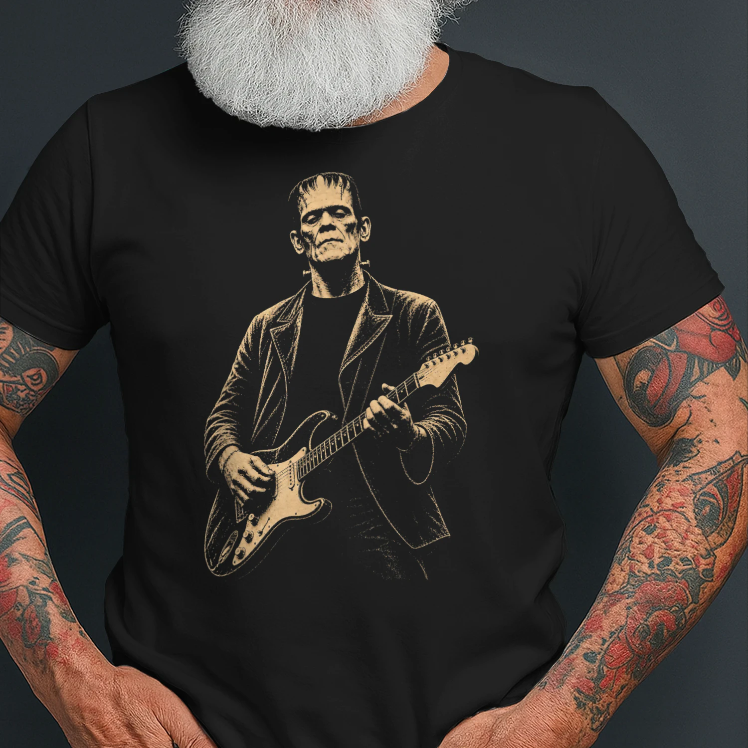 Vintage Frankenstein Playing Guitar Halloween