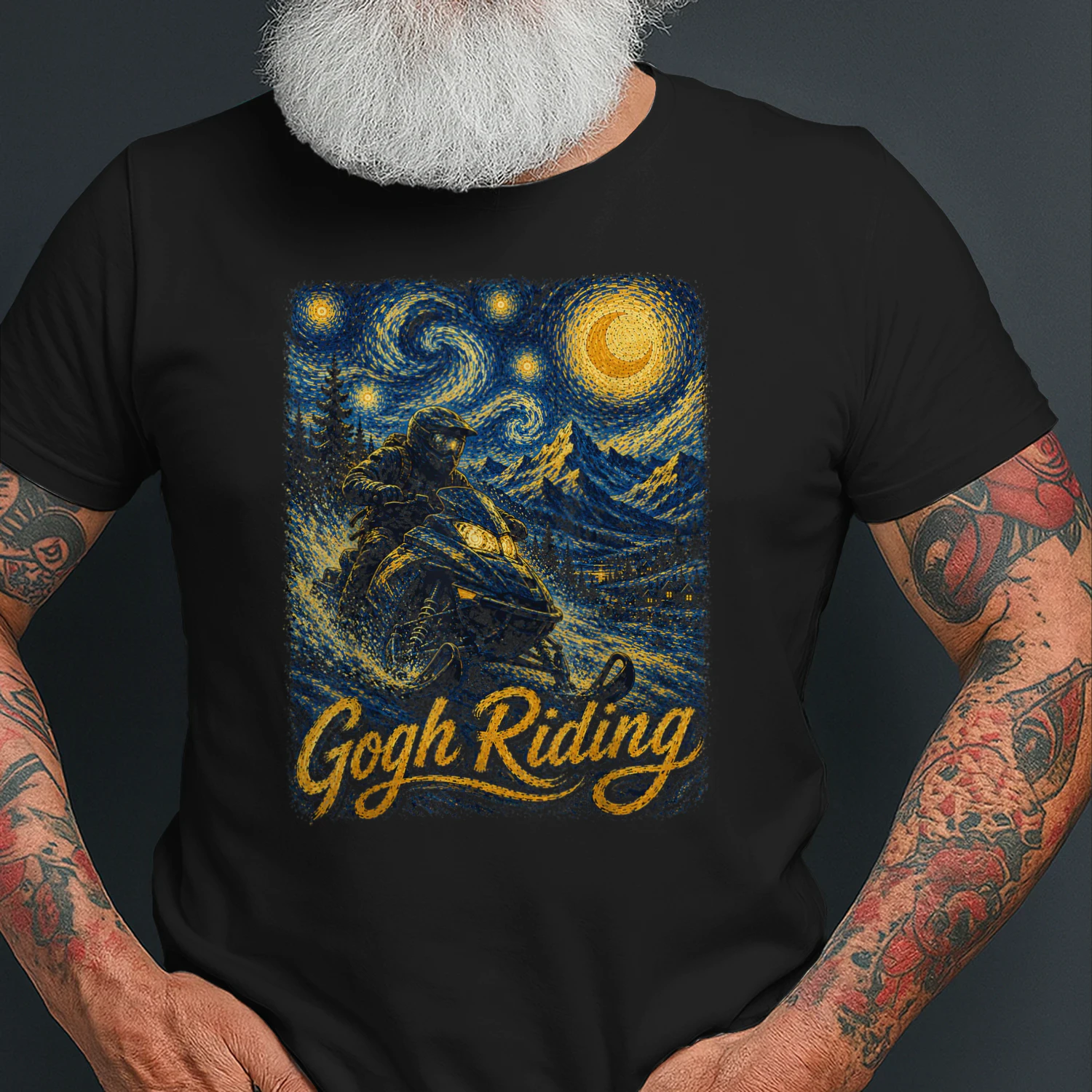 Snowmobile Gogh Riding Van Gogh Winter Art