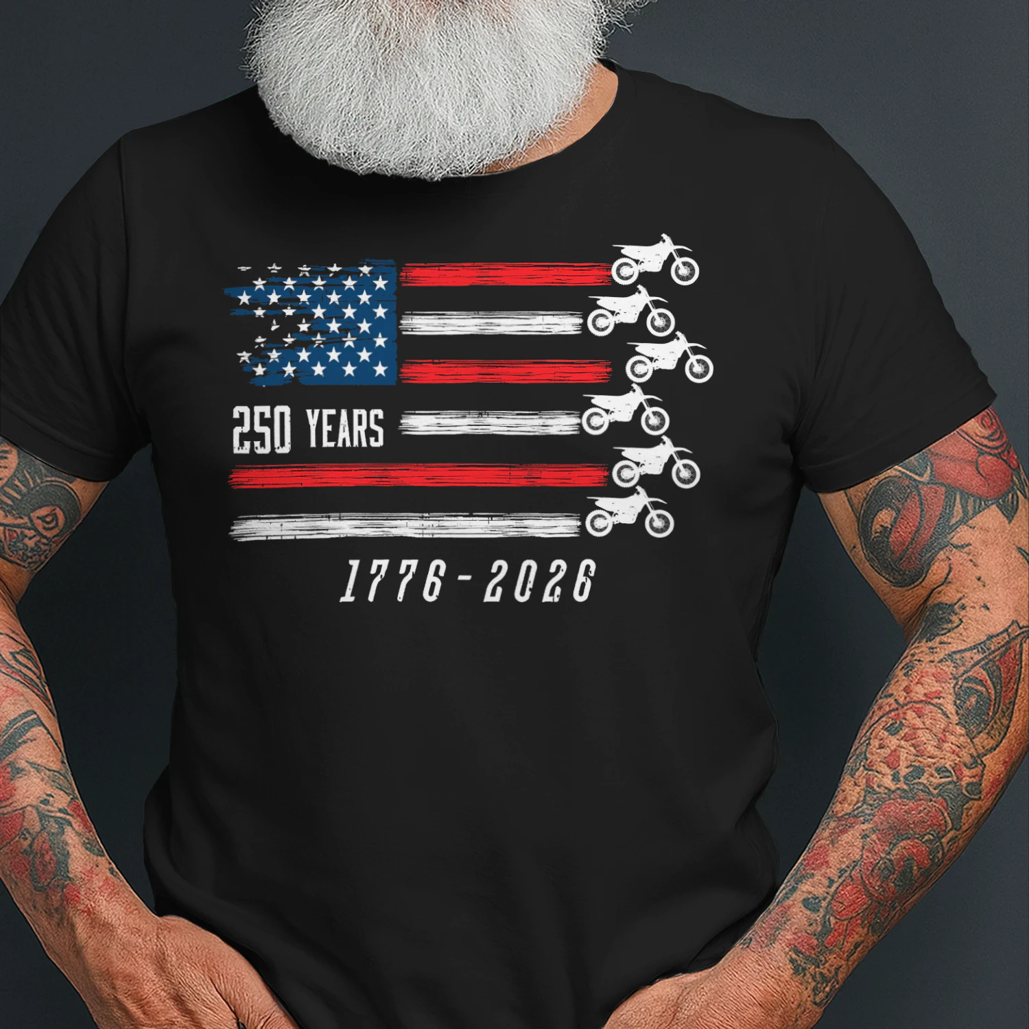 Dirt Bike Motocross America 250 Years Flag US