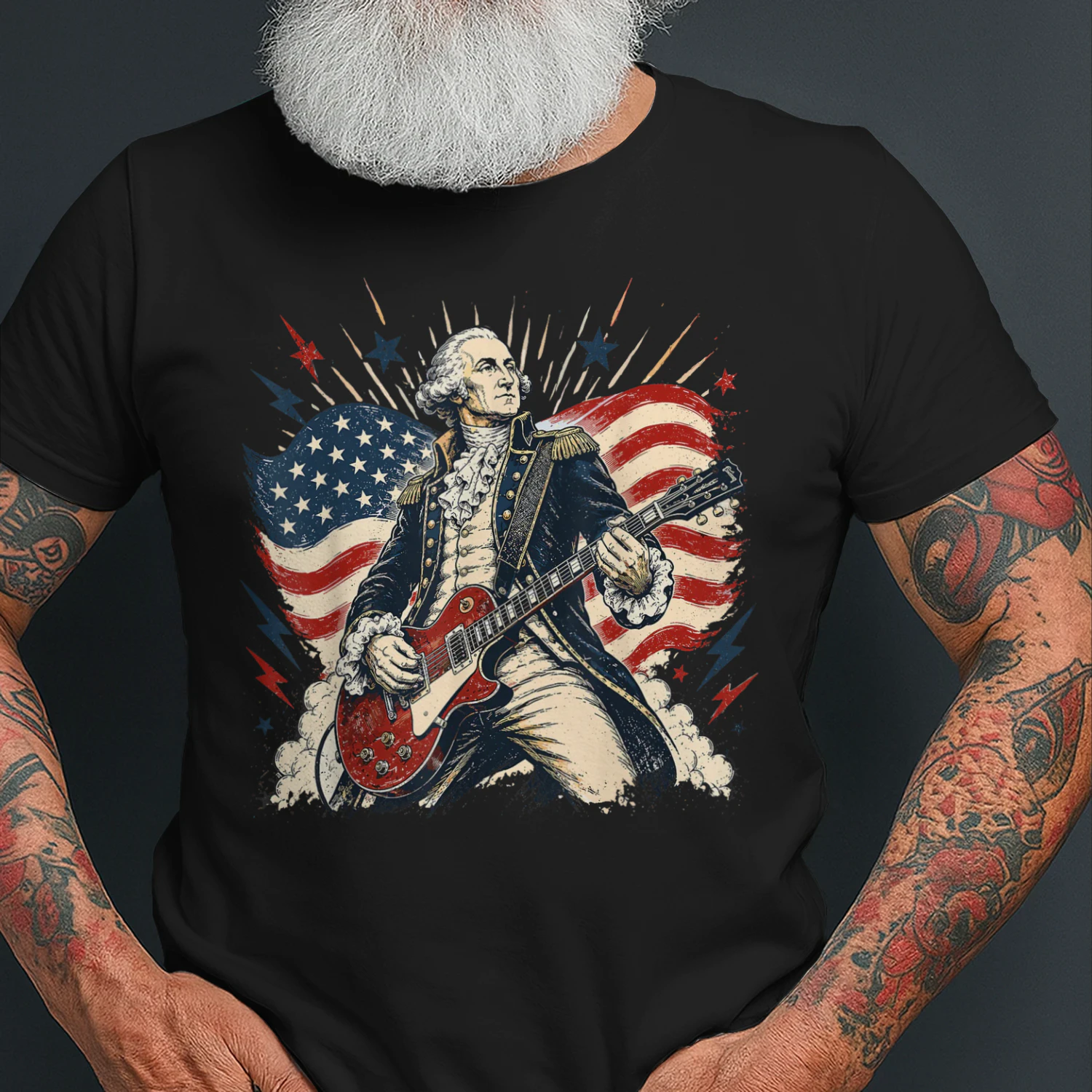 George Washington Playing Guitar 4th July 250th Anniversary