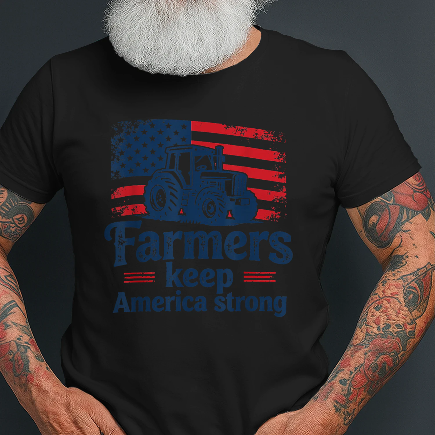 Patriotic American Farmer Tractor Farm Life USA Flag Farmer