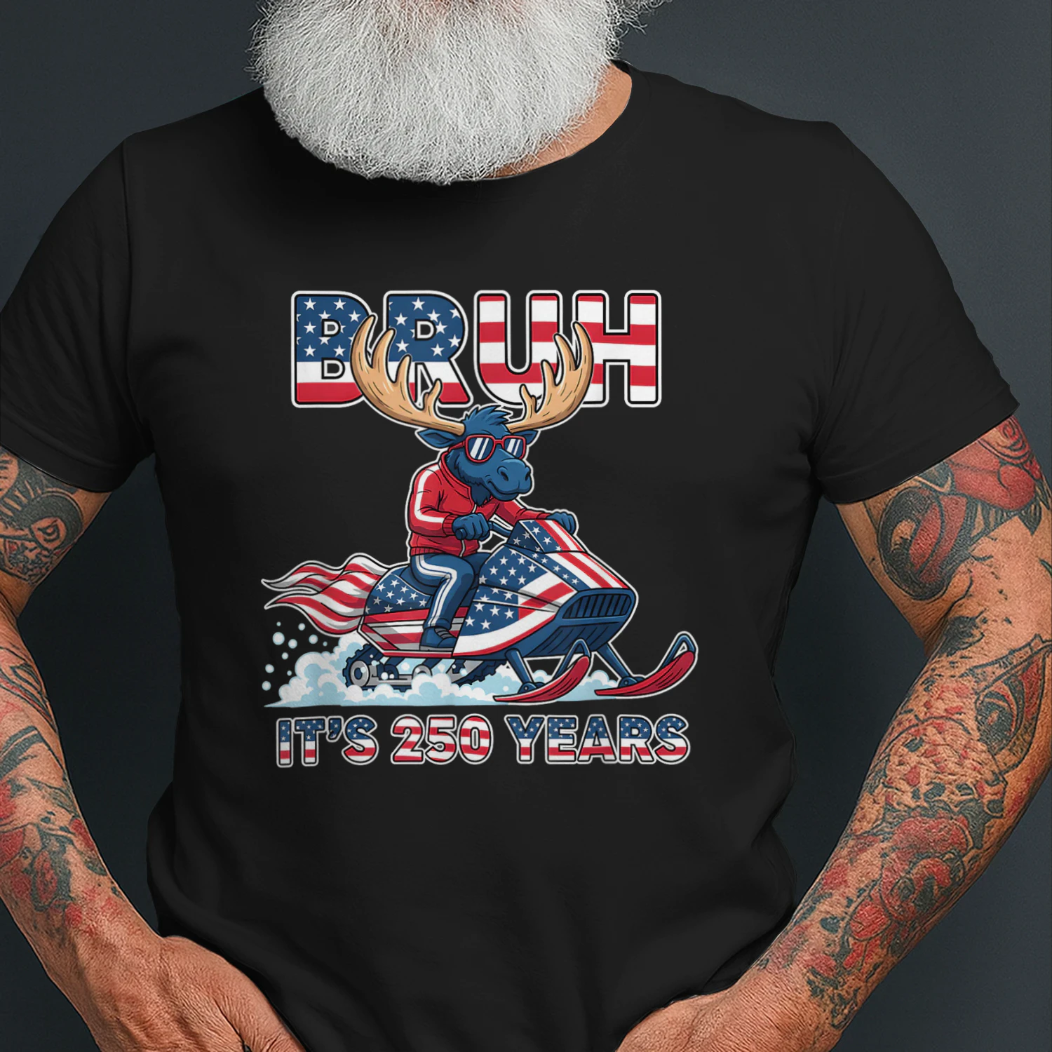 Bruh Moose Snowmobile 250 Years Patriotic Humor