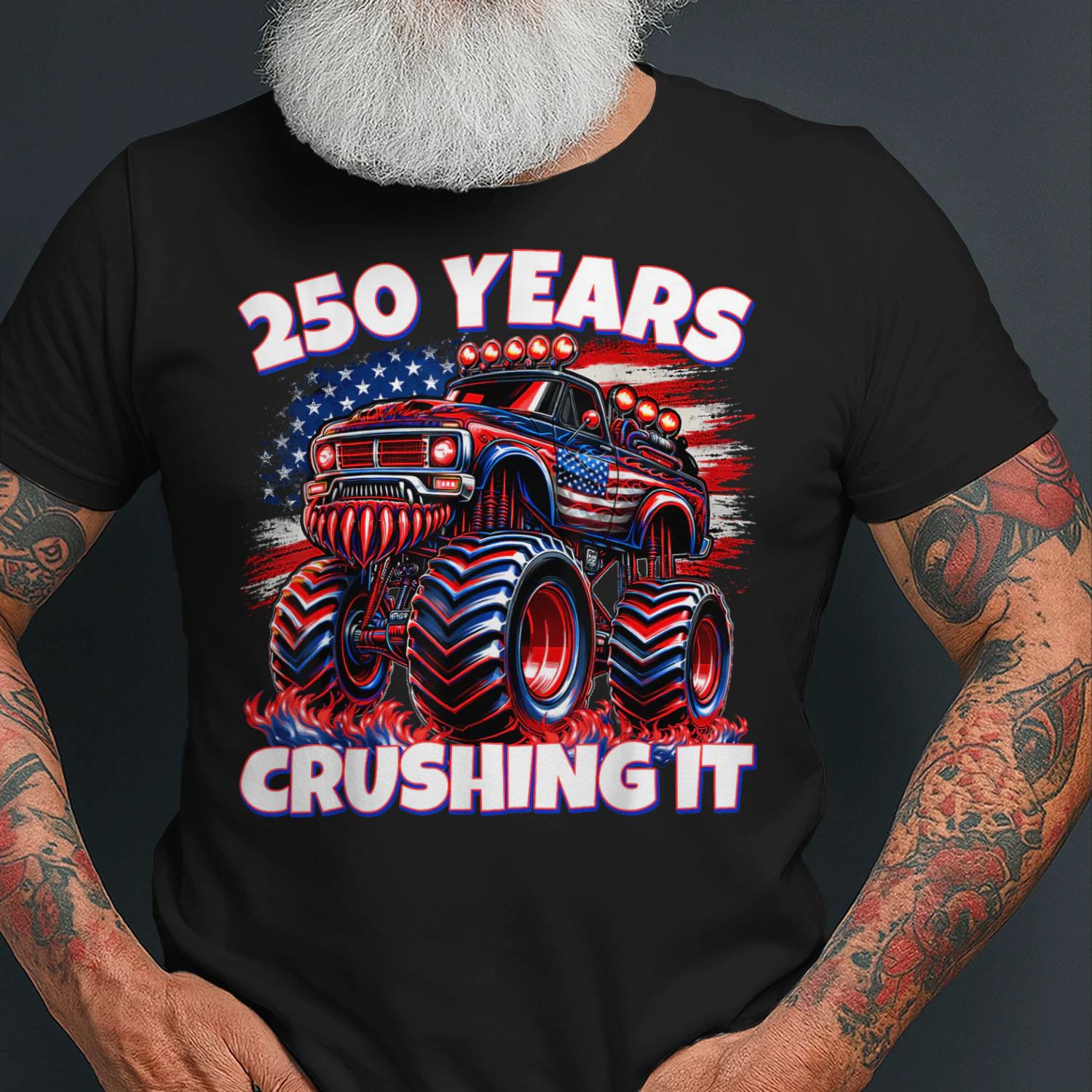 Kids 4th of July Monster Truck 250 Years Patriotic Boys