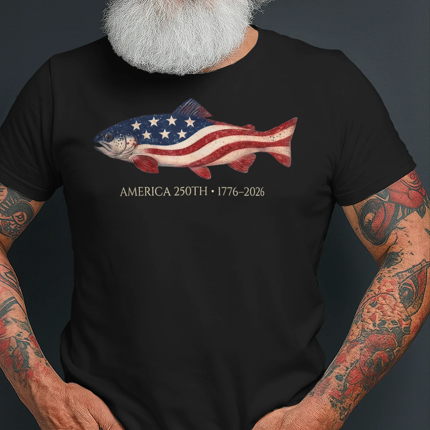 250 America Years 1776 2026 Fishing USA Flag 250th Birthday