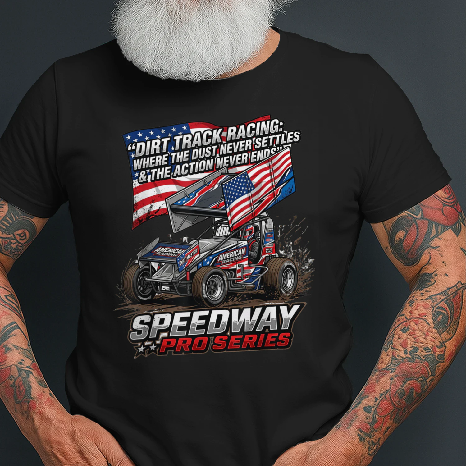 Sprint Car Dirt Track Racing Quote American Flag