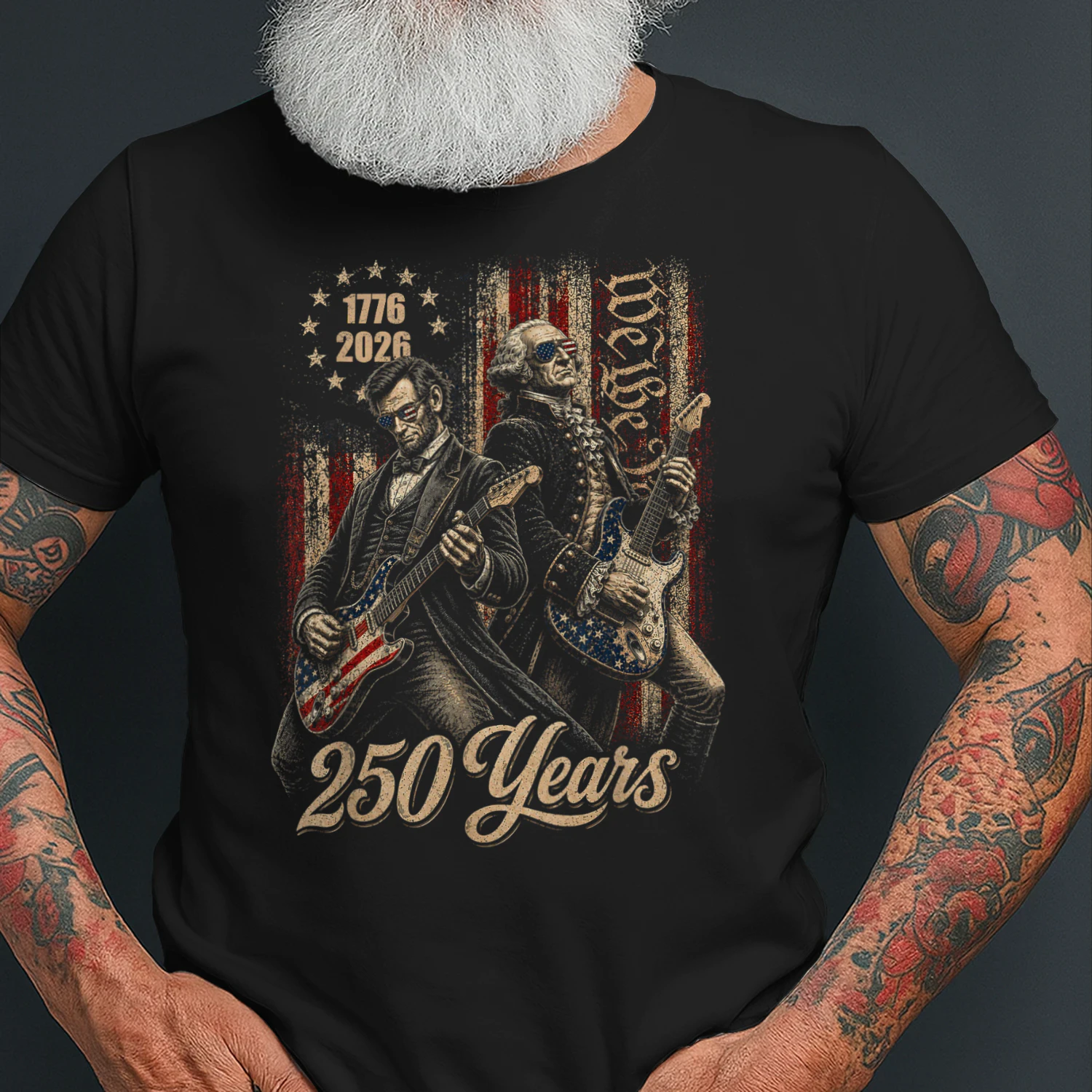 Abe George Washington Playing Guitar 250 Years America
