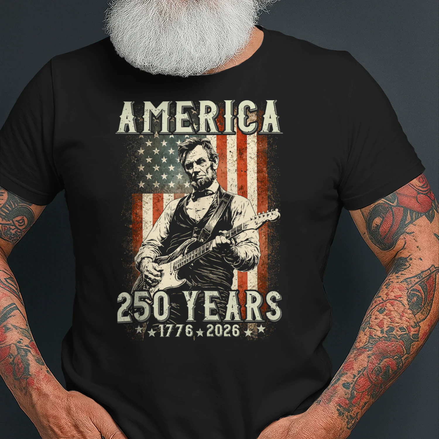 Vintage Abraham Lincoln Abe Lincoln Playing Guitar 250 Years Tank