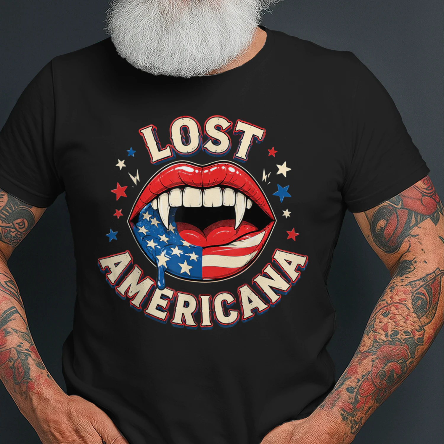 Lost Americana Vintage Vampire Patriotic Retro USA