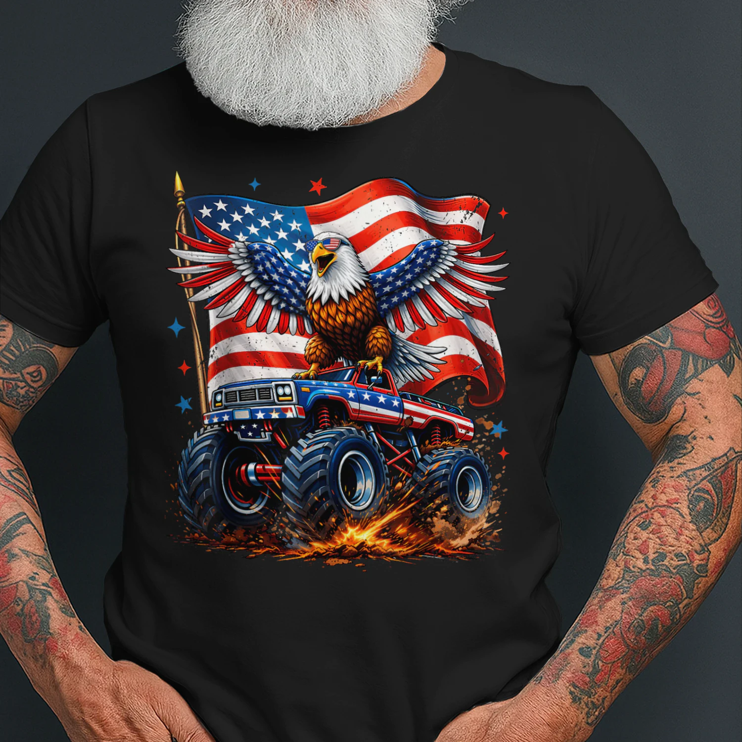 Monster Truck Eagle USA American Flag 4th of July Men Boys
