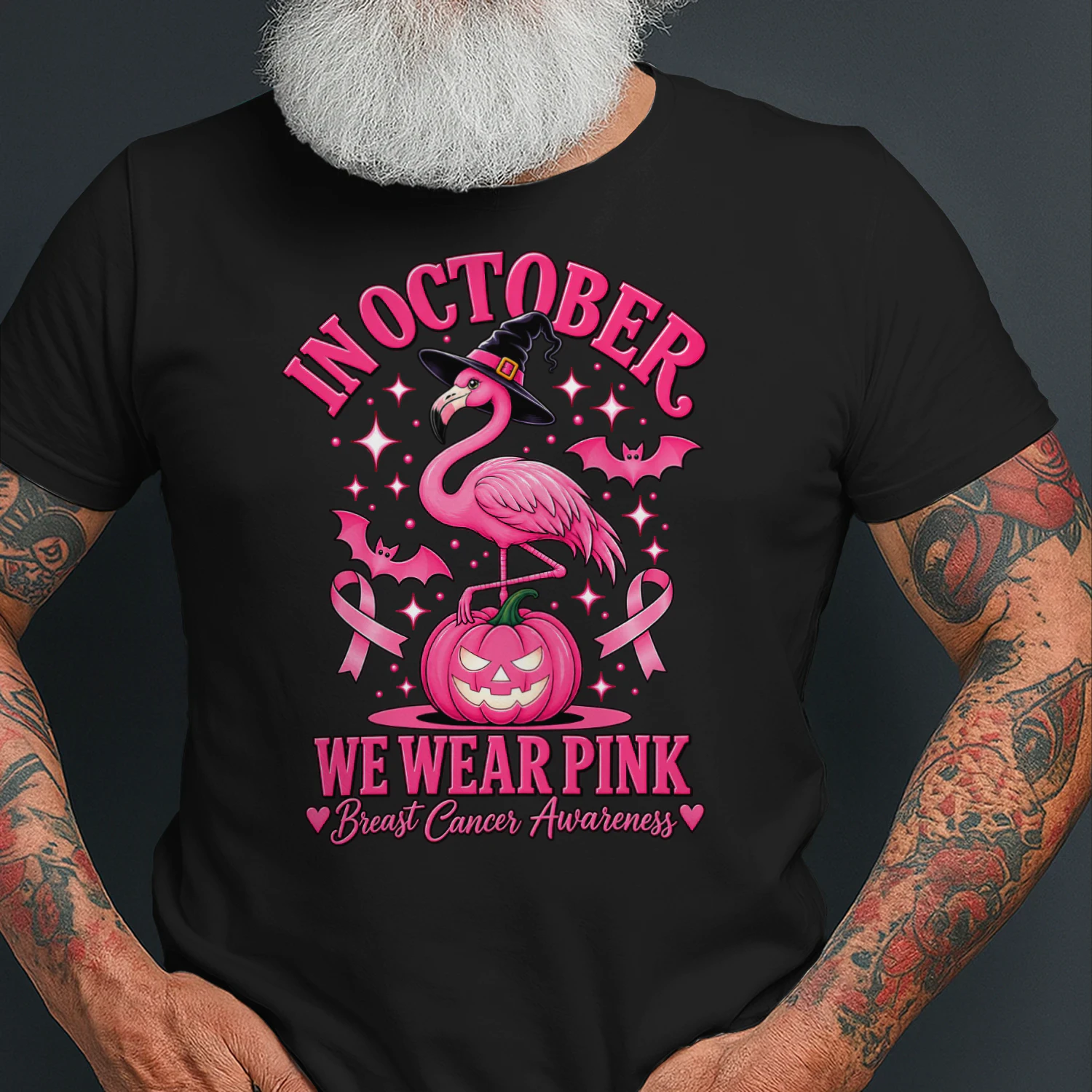 Pink Flamingo Breast Cancer Halloween Sticker