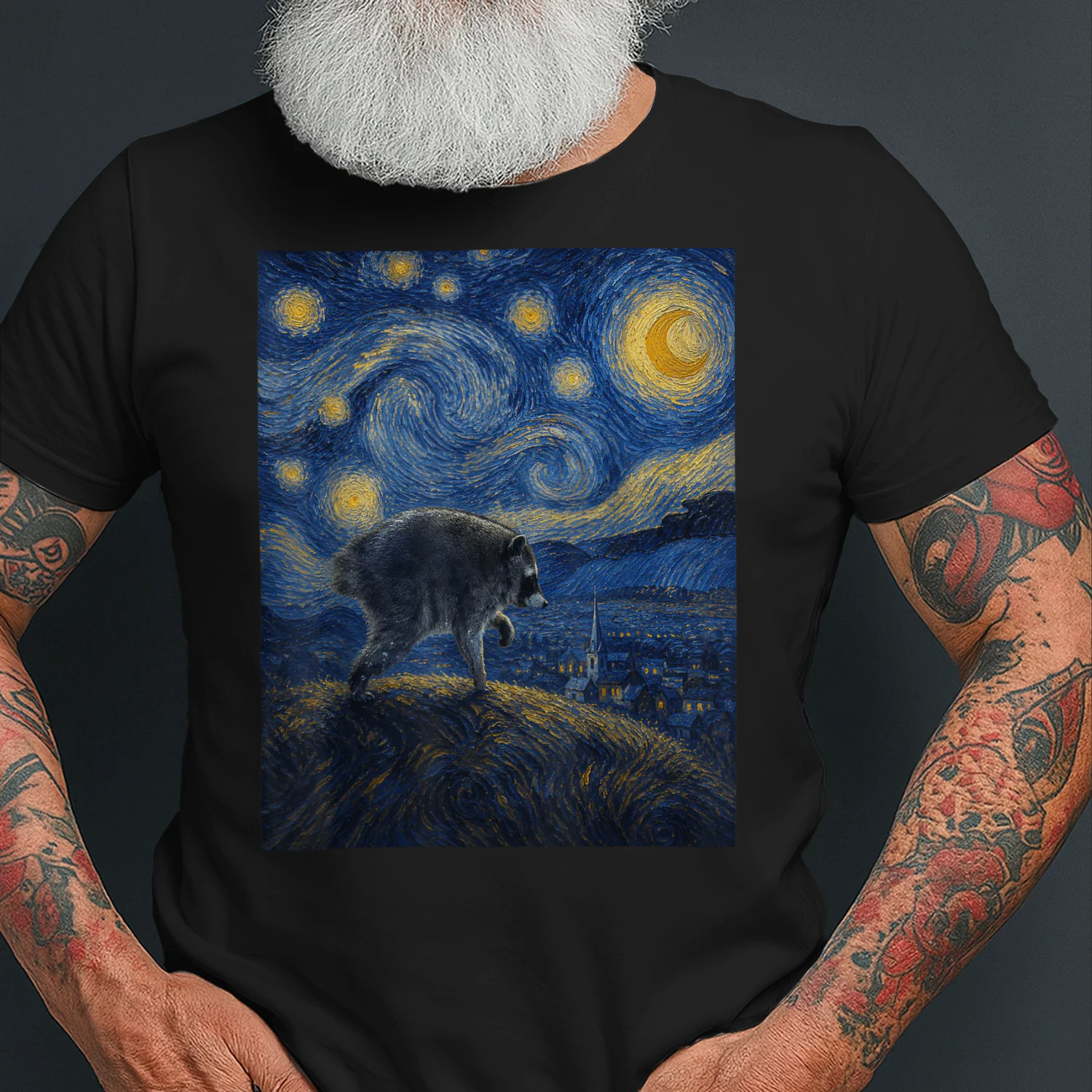 Jimothy Raccoon Starry Night Van Gogh Art Seattle