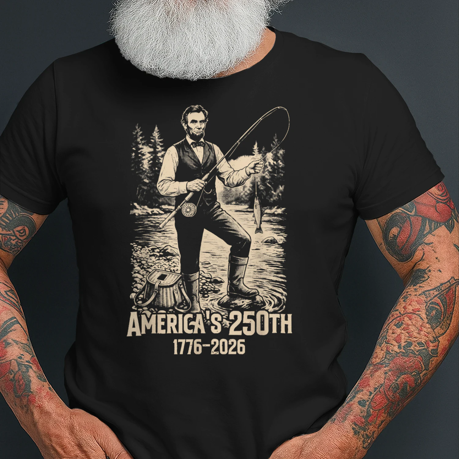 Abraham Lincoln Fishing Funny Retro Vintage Fisherman Meme