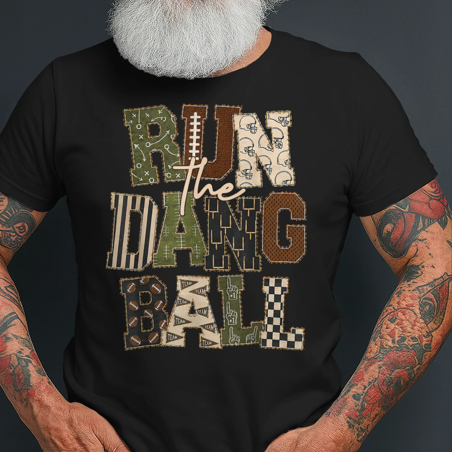 Vintage Patchwork Run The Dang Ball Football Mom