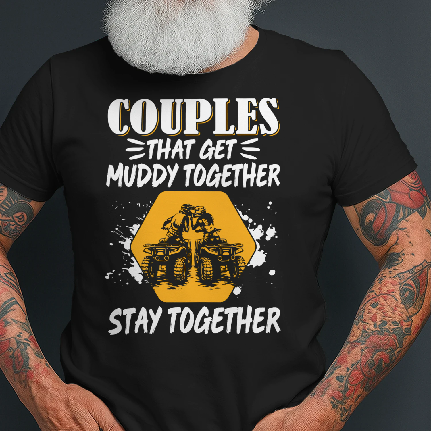 ATV Four Wheeler Couples Muddy Together Stay Together