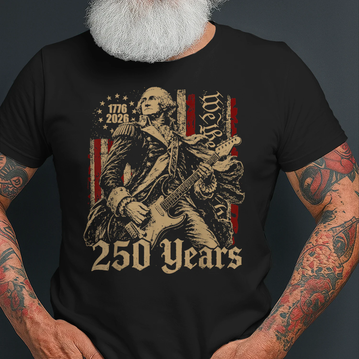 Vintage George Washington Playing Guitar 250 Years America