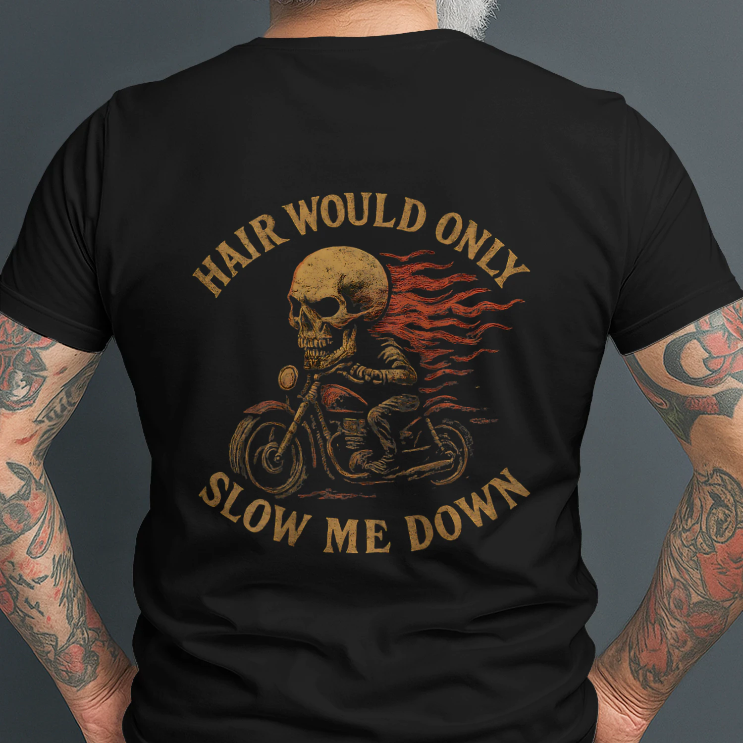 Bald Biker Skull Motorcycle Rider Funny Graphic