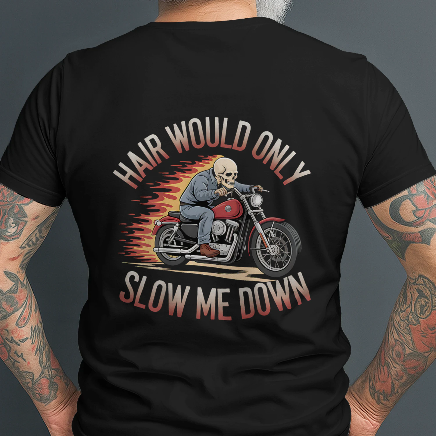 Funny Graphic Motorcycle Rider Bald Biker Skull