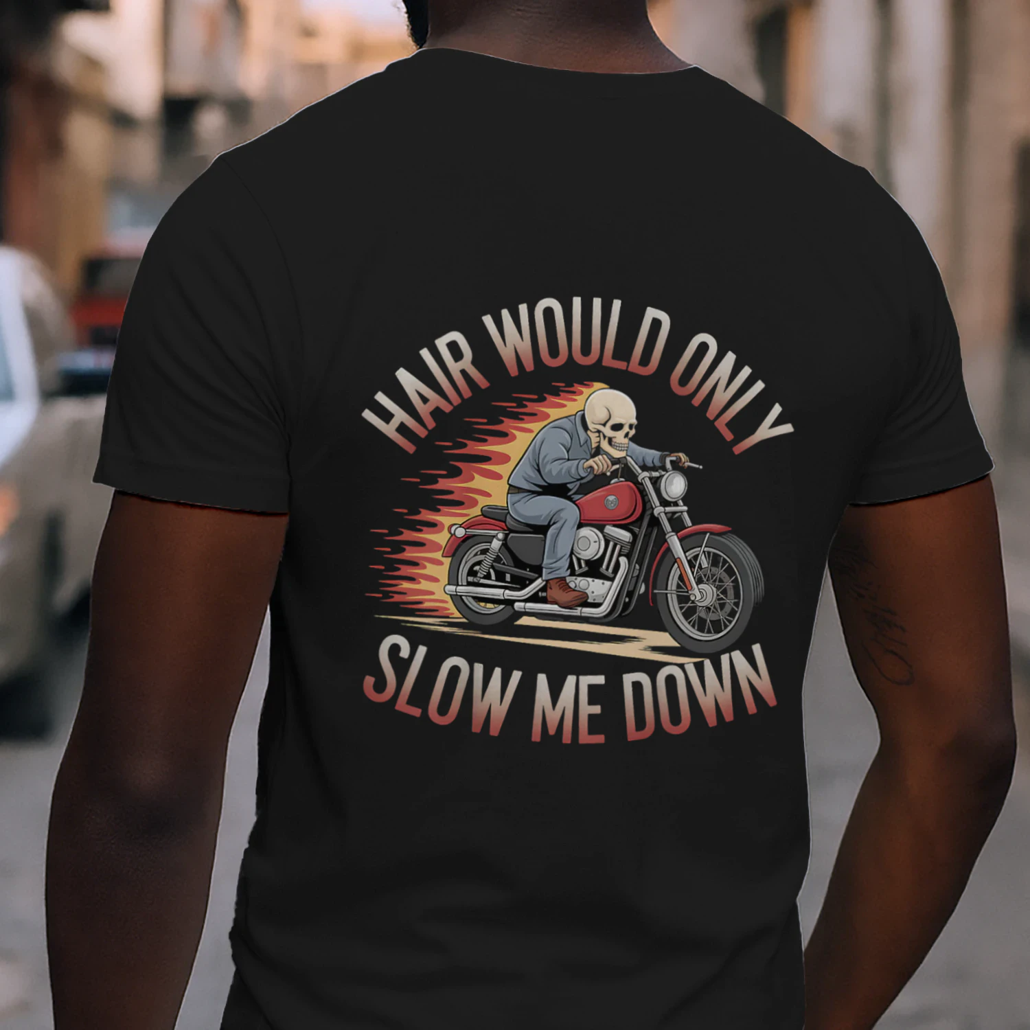 Funny Graphic Motorcycle Rider Bald Biker Skull