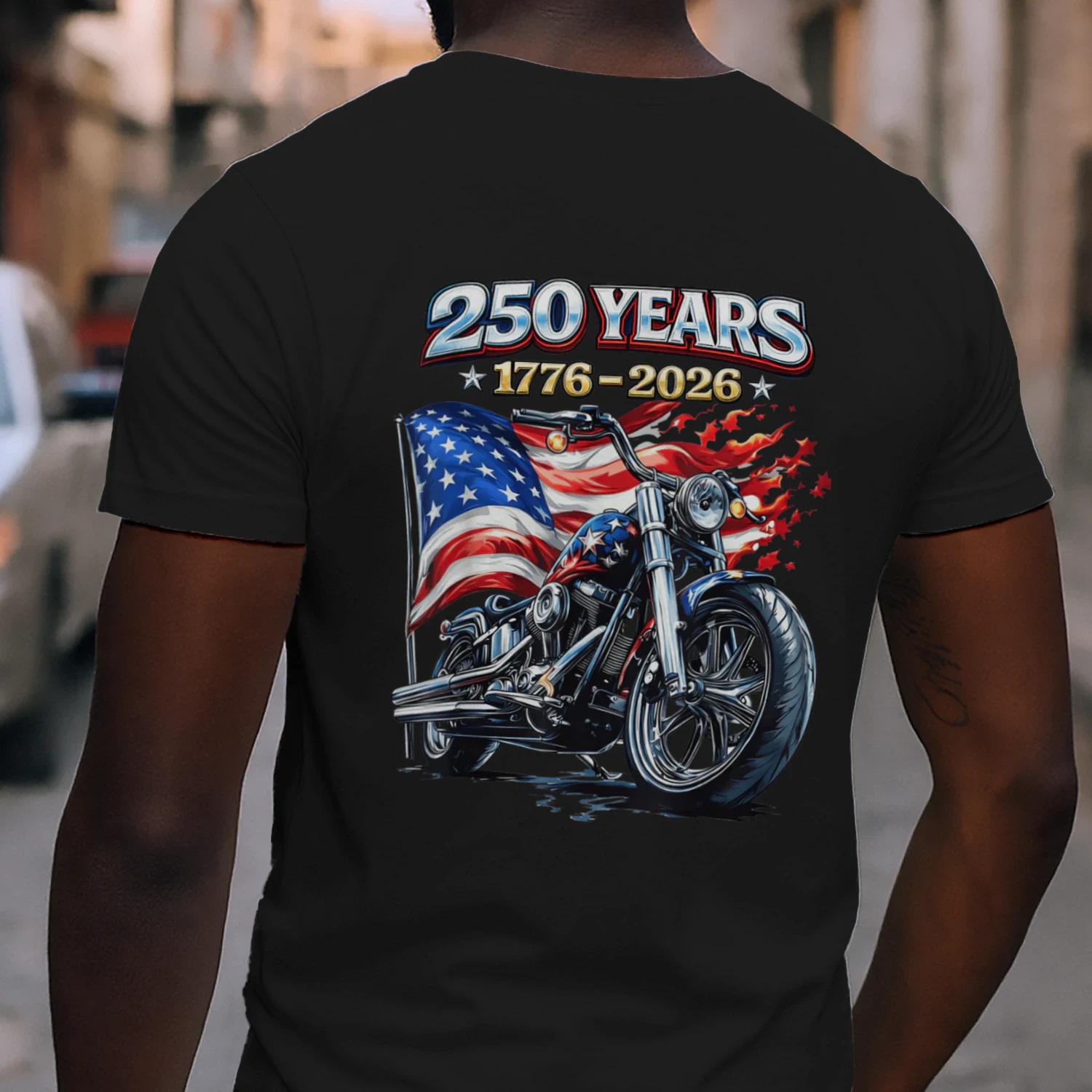 US Flag Motorcycle Biker 250 Years American Anniversary