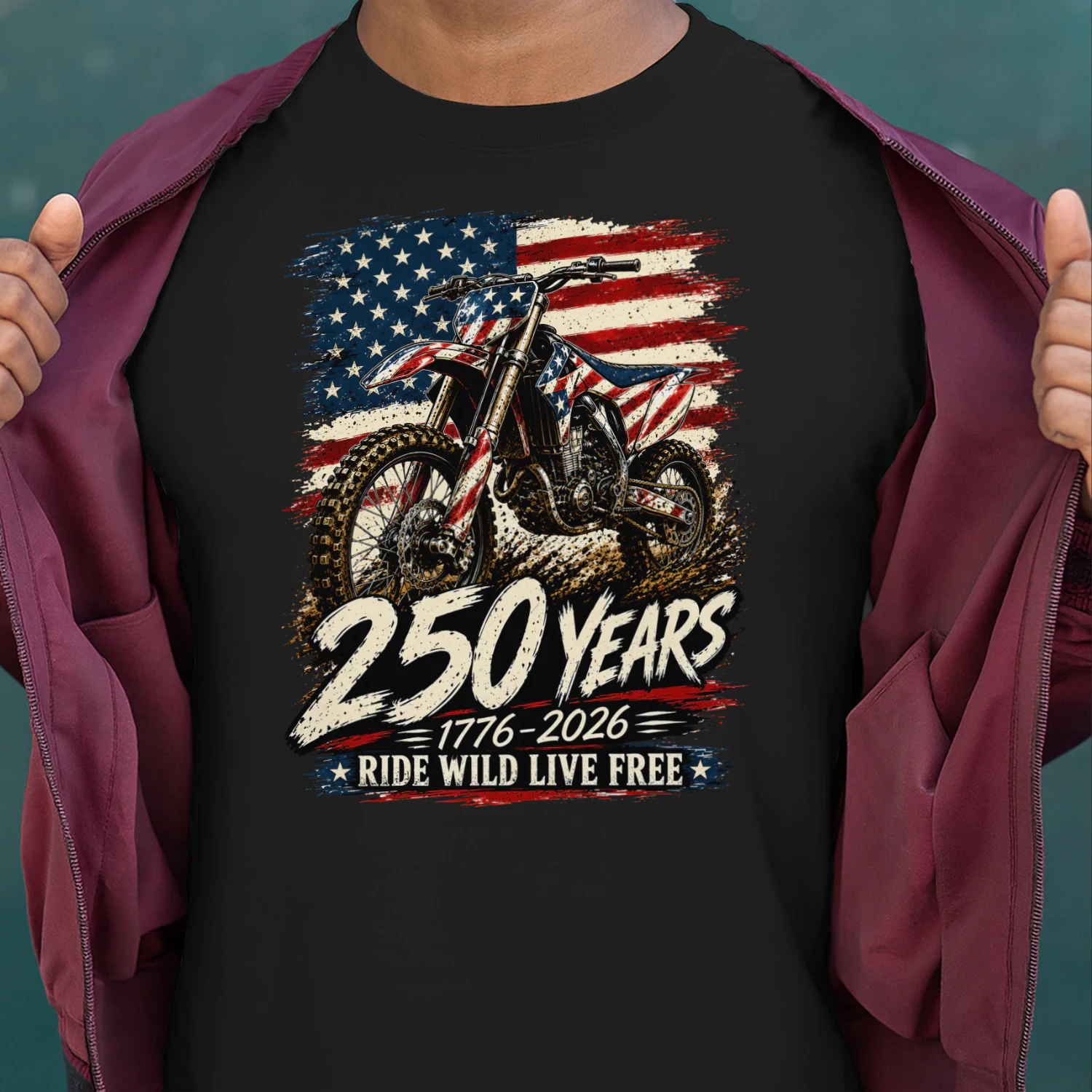 Dirt Bike Motocross 250 Years Ride Wild Live Free