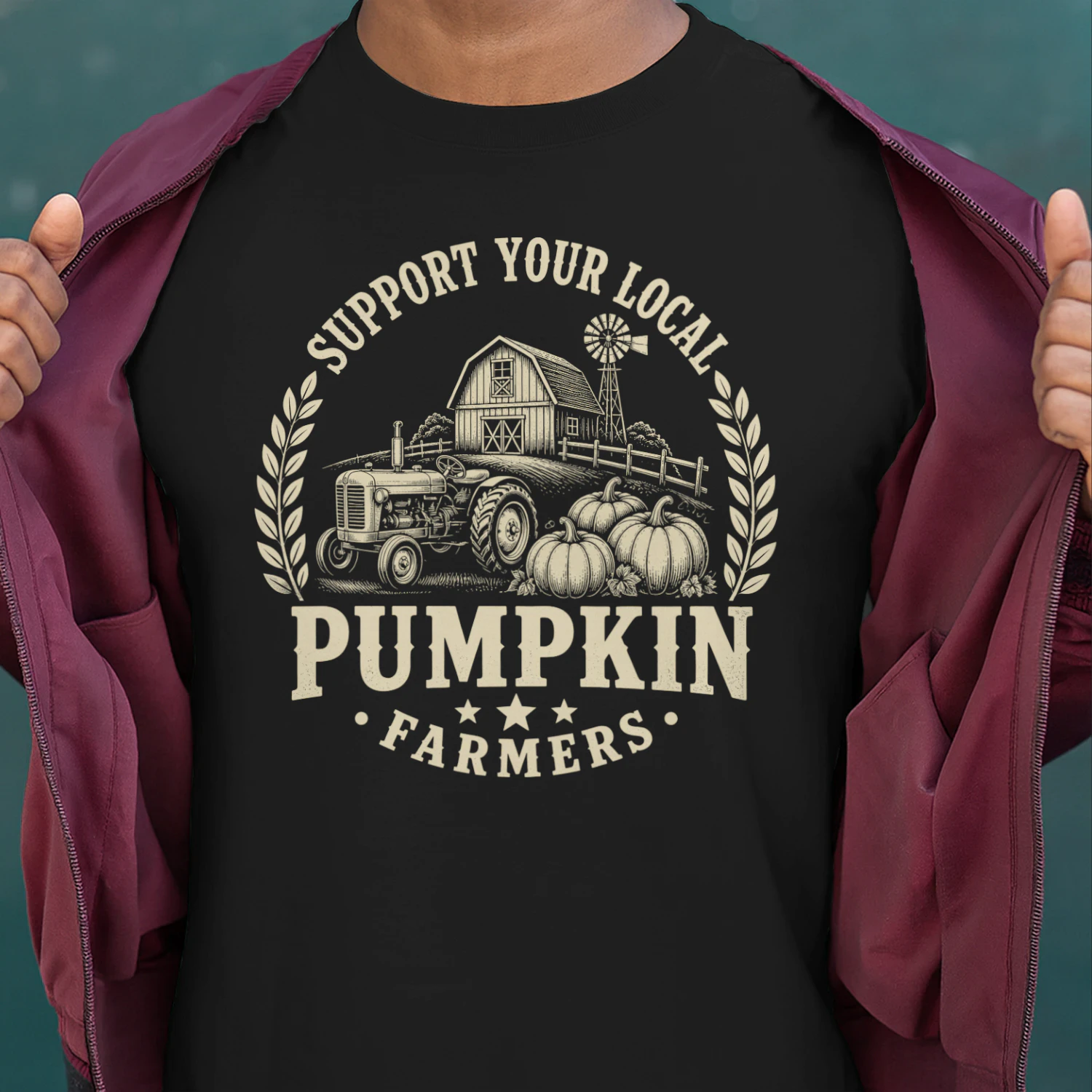 Support Your Local Pumpkin Farmers Vintage Halloween Fall