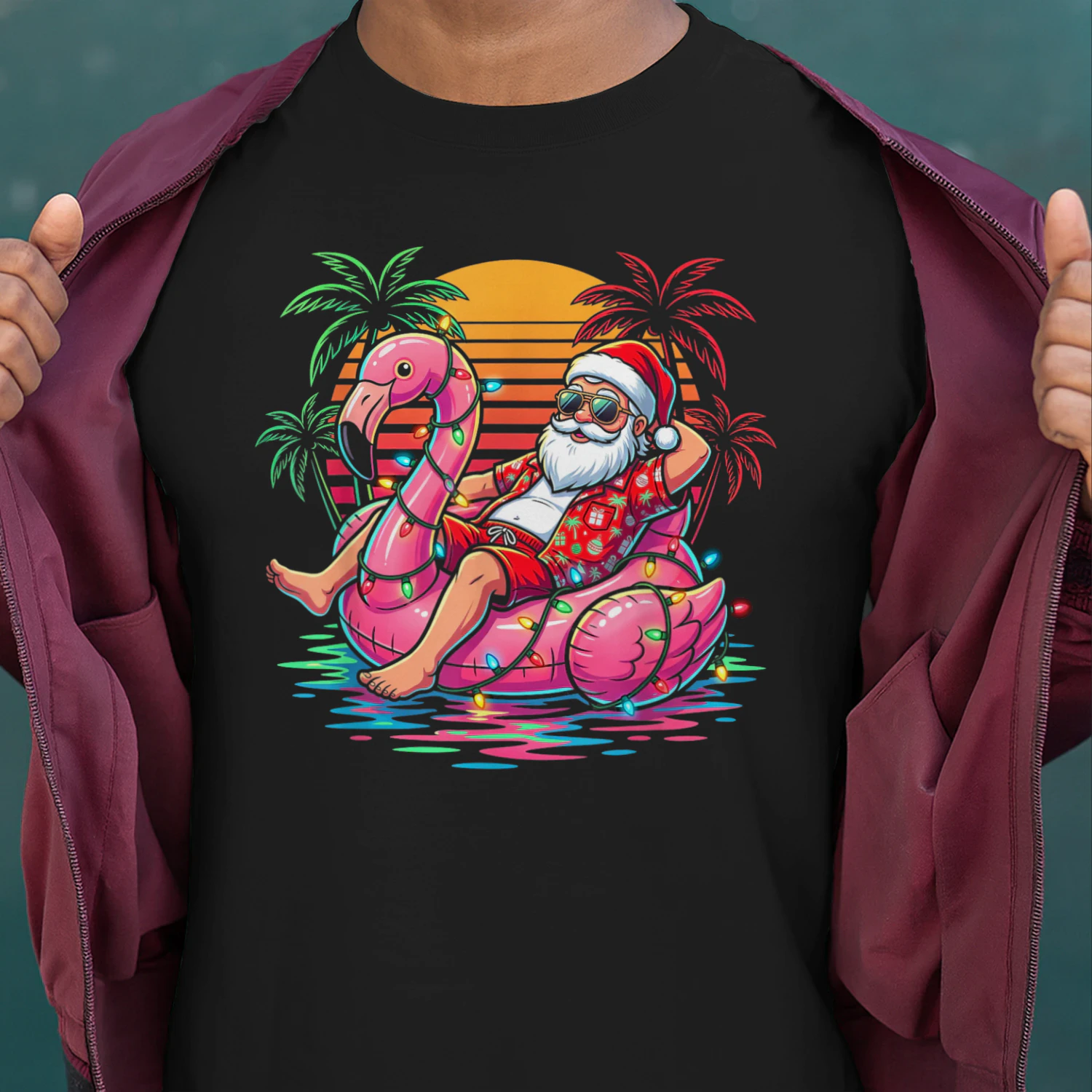 Christmas in July Santa Flamingo Float Summer